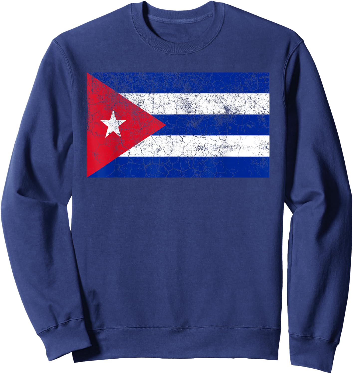 Cuban Flag T Shirt Cuba Vintage Pride Men Women Kids Gift Sweatshirt - Sweatshirt | Navy