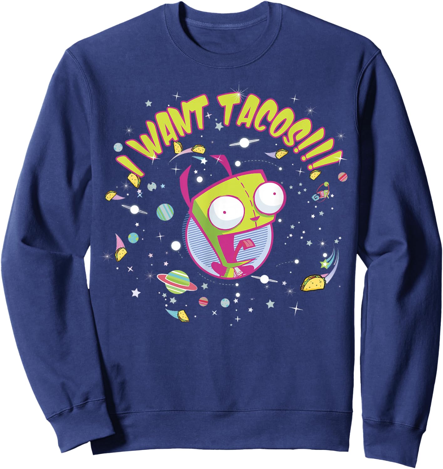 Nickelodeon Invader Zim GIR Wants Tacos Sweatshirt - Sweatshirt | Navy