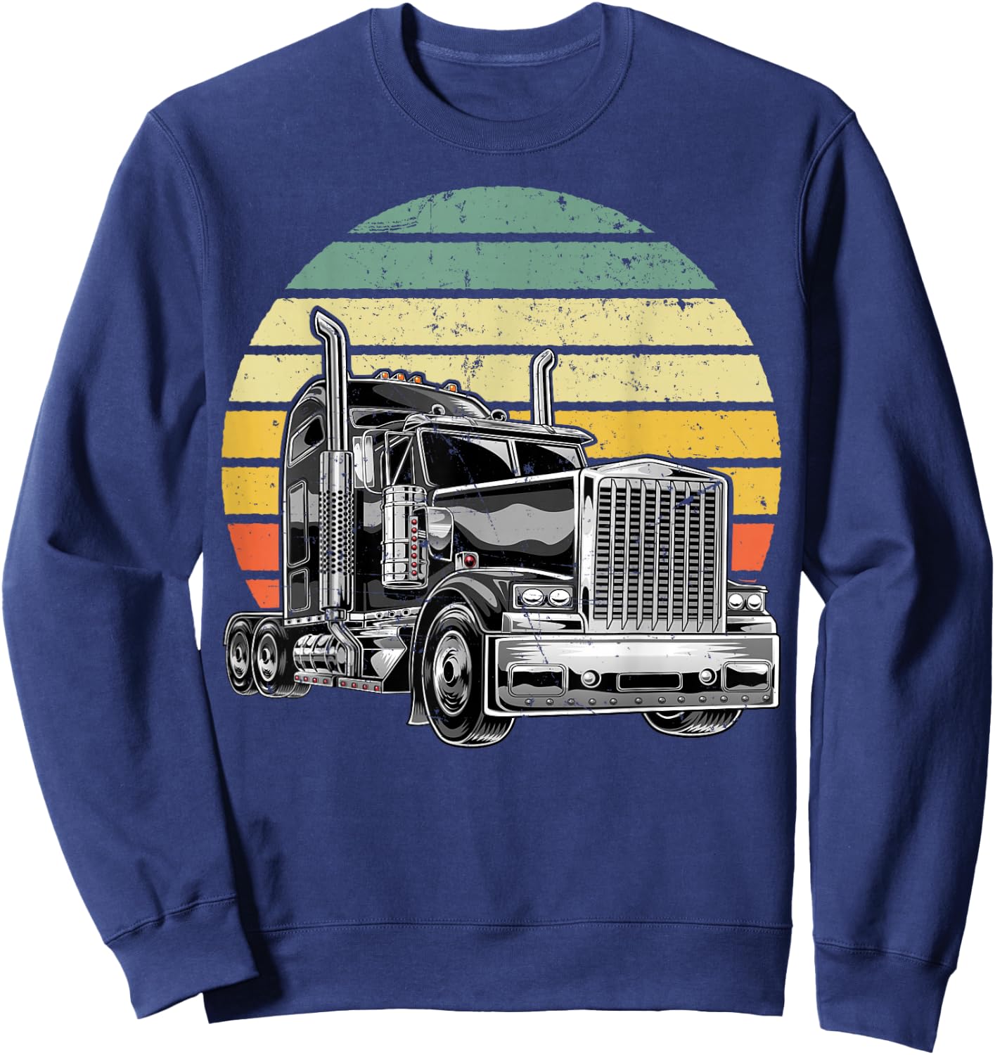 Retro Vintage Trucker Big Rig Semi-Trailer Truck Driver Gift Sweatshirt - Sweatshirt | Navy