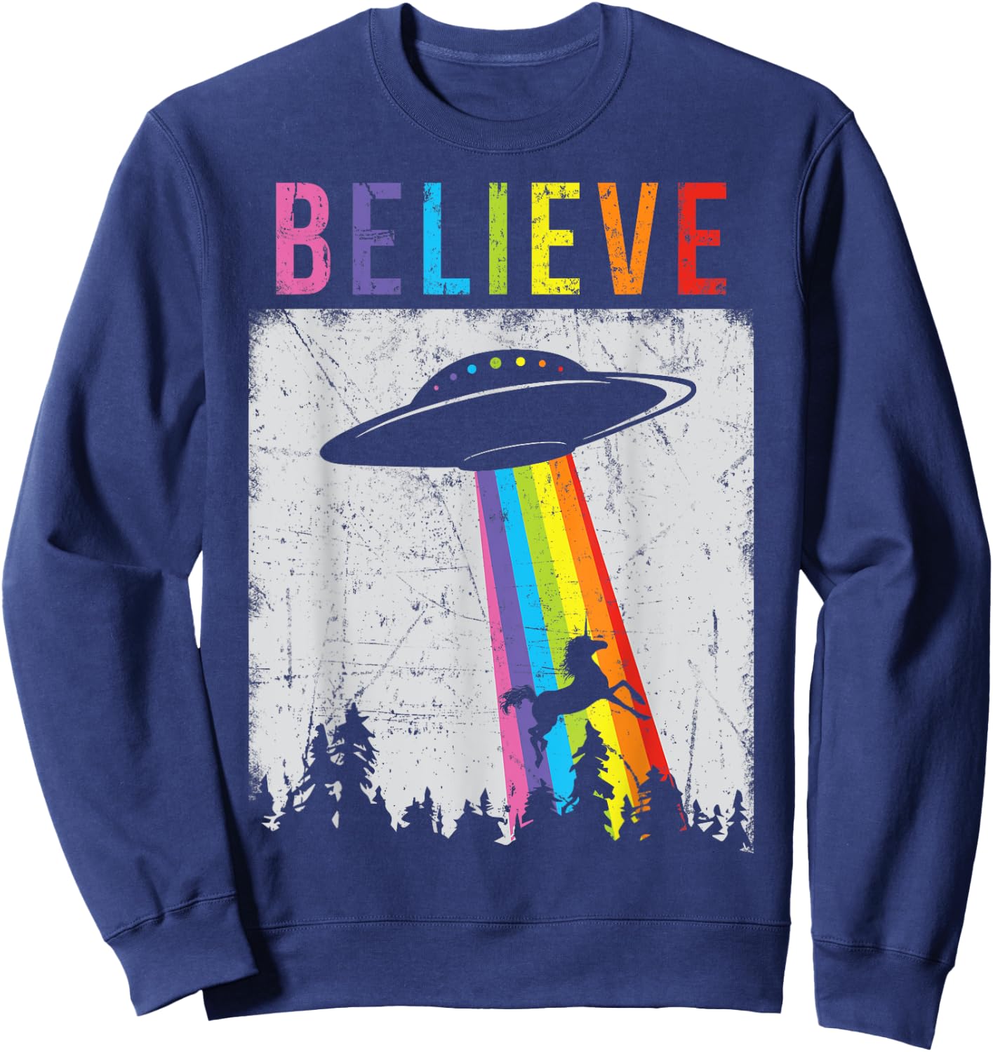 Alien Unicorn UFO Rainbow Sweatshirt - Sweatshirt | Navy