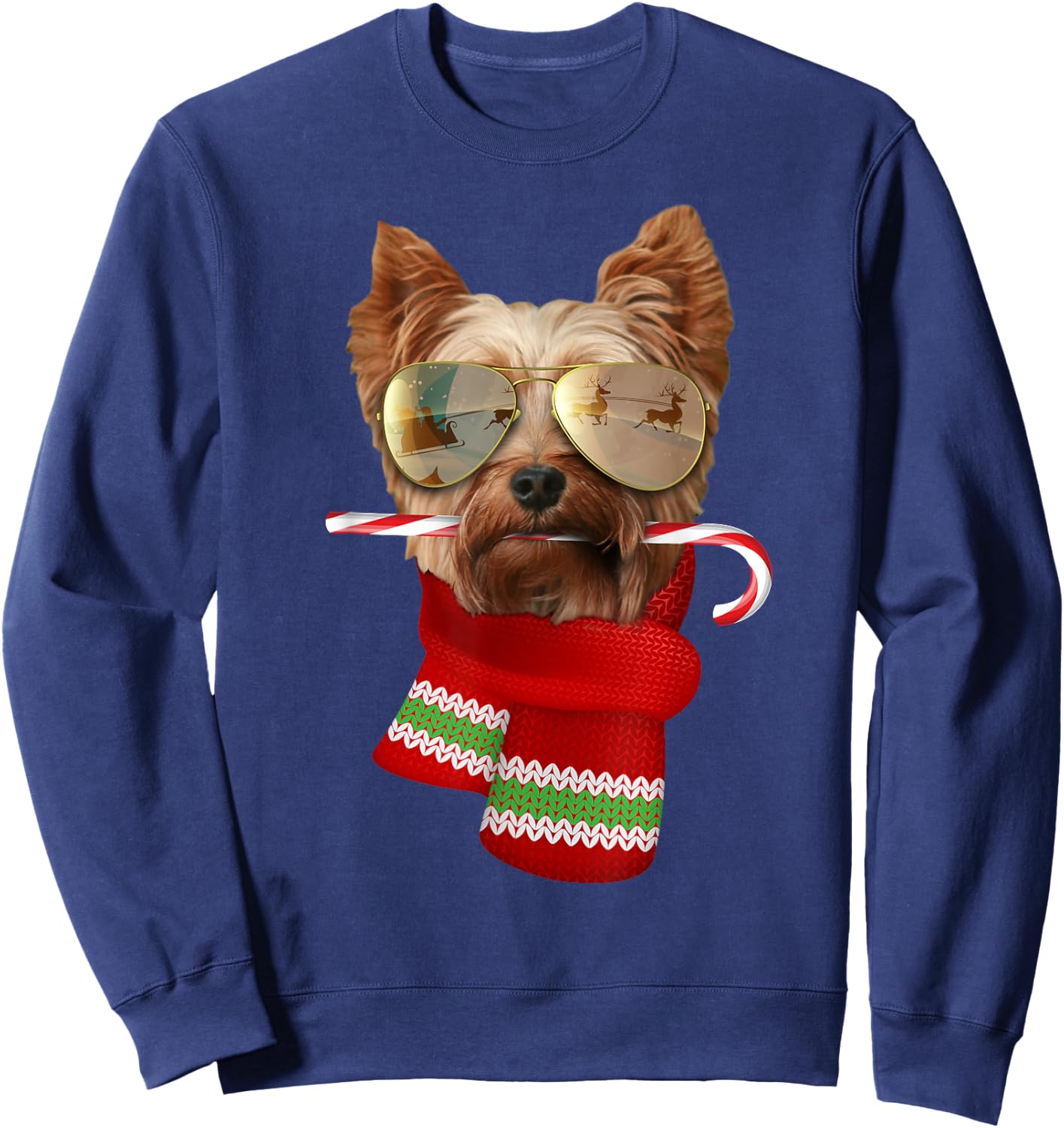 Yorkie shirt Terrier Christmas Gift Dog Lovers Sunglasses Women Kids Sweatshirt - Sweatshirt | Navy
