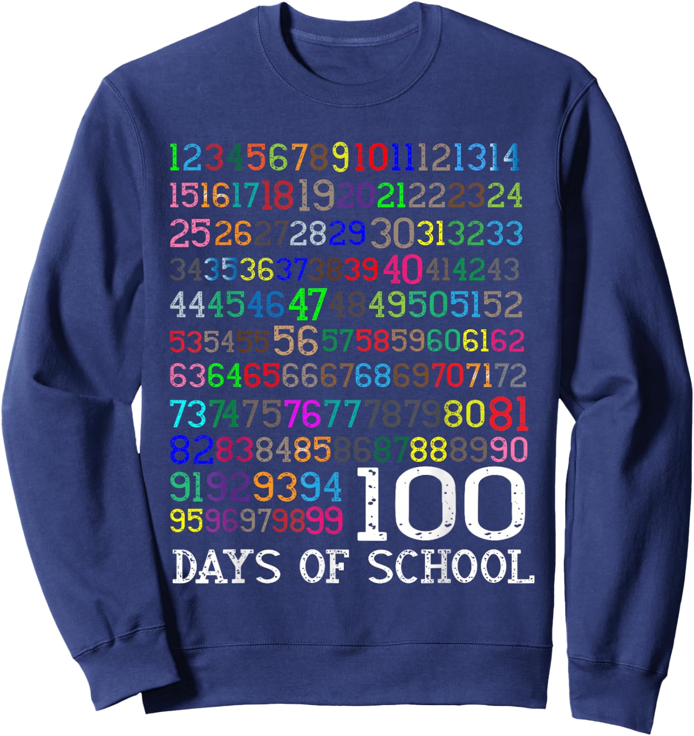 100th Day of School Math Numbers Teacher Kids 100 days Sweatshirt - Sweatshirt | Navy