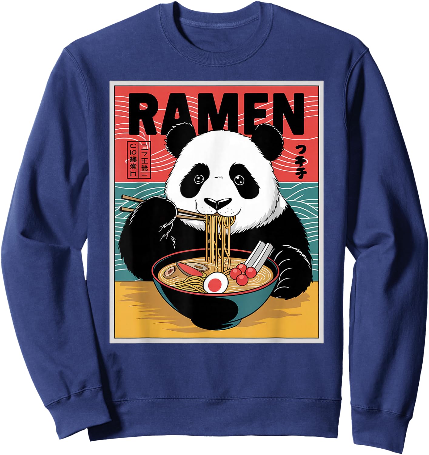 Anime Panda Manga Kawaii Otaku Neko Japanese Ramen Panda Sweatshirt - Sweatshirt | Navy