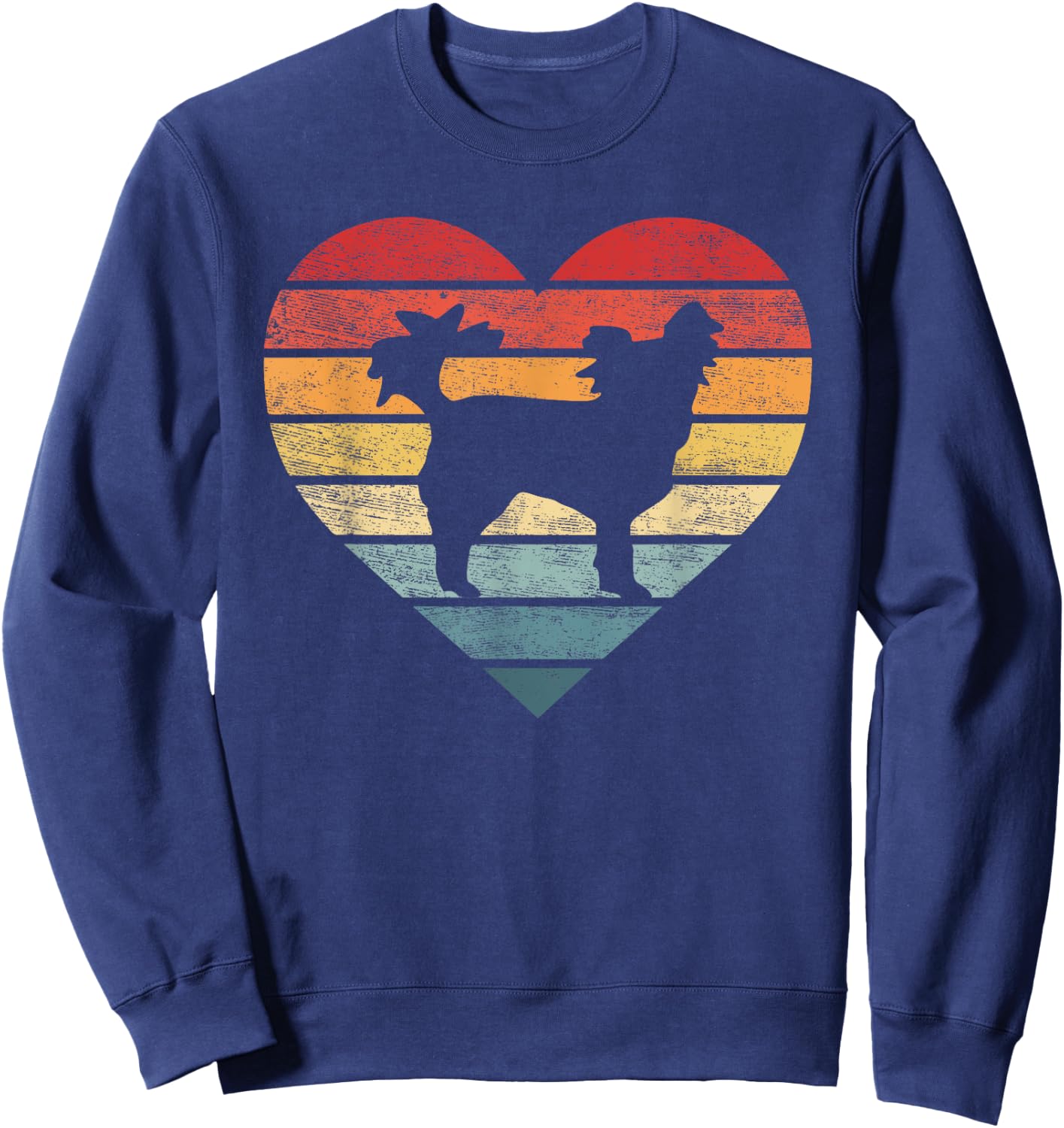 Papillon Lover Owner Gifts Retro Sunset Dog Silhouette Mom Sweatshirt - Sweatshirt | Navy