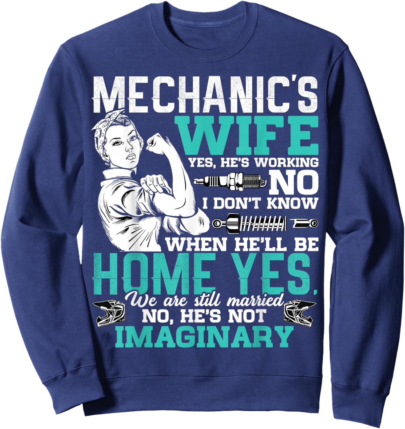 Mechanic Wife Funny Auto Car Mechanic's Wife Women Sweatshirt - Sweatshirt | Navy