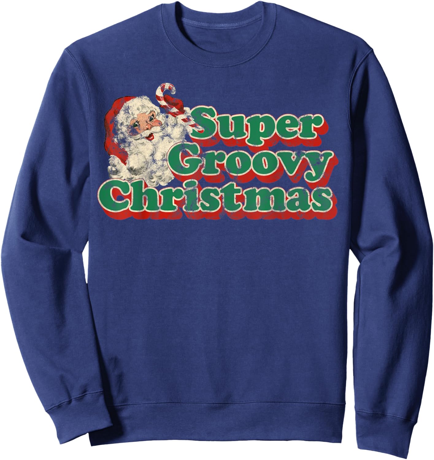 Super Groovy Vintage Christmas Shirt Retro 70s Style Sweatshirt - Sweatshirt | Navy