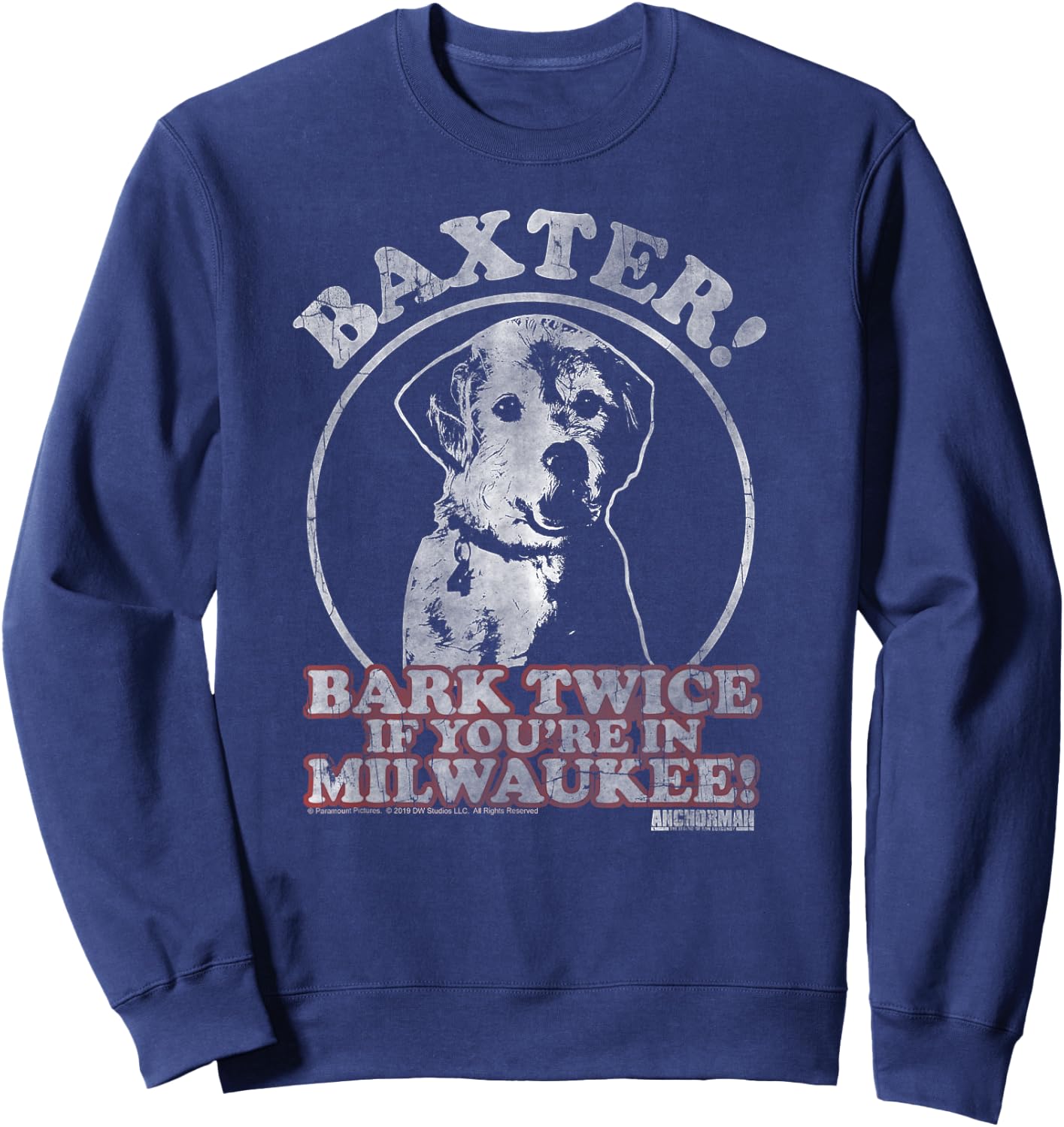 Anchorman Baxter Bark Twice Portrait Sweatshirt - Sweatshirt | Navy