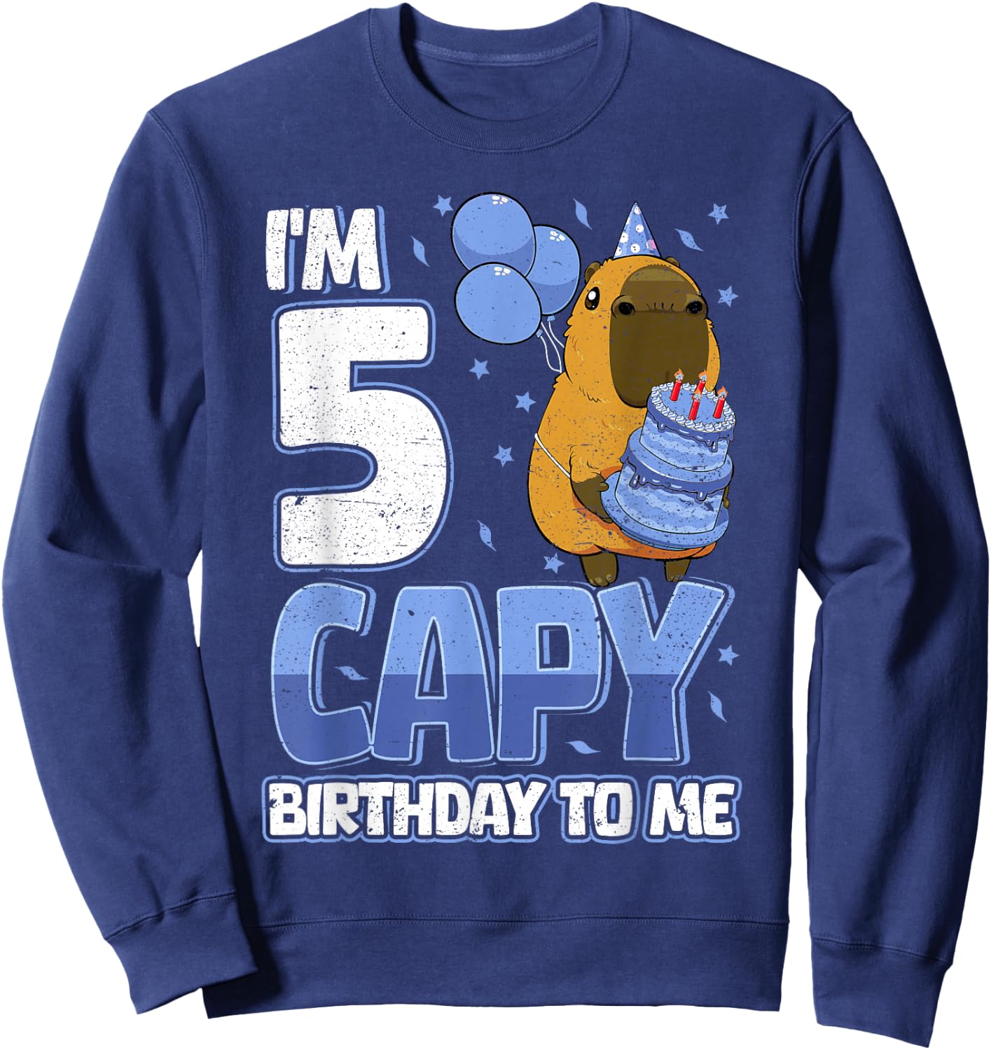 5 Years Capy Birthday to me Boys 5th Birthday Capybara Sweatshirt - Sweatshirt | Navy