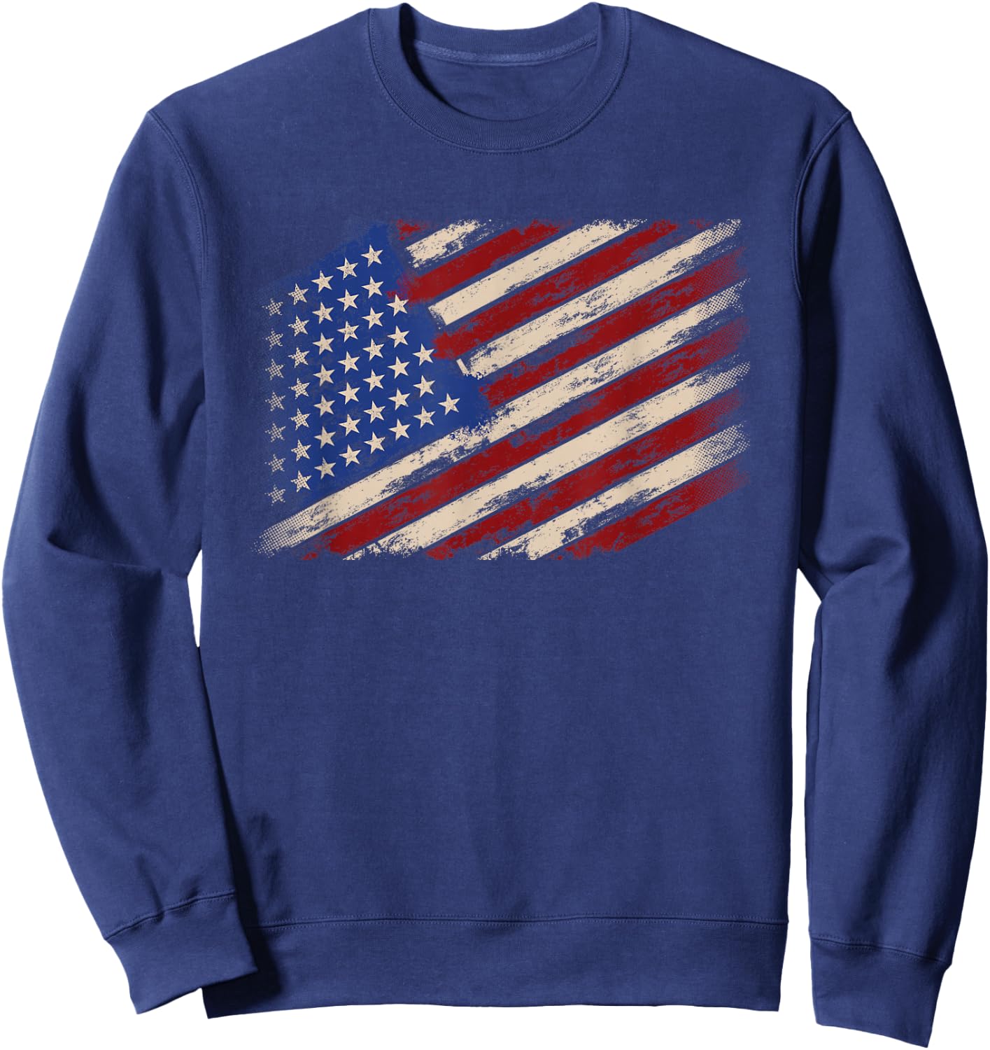 Distressed American Us Flag Vintage Retro Look 4th of July Sweatshirt - Sweatshirt | Navy