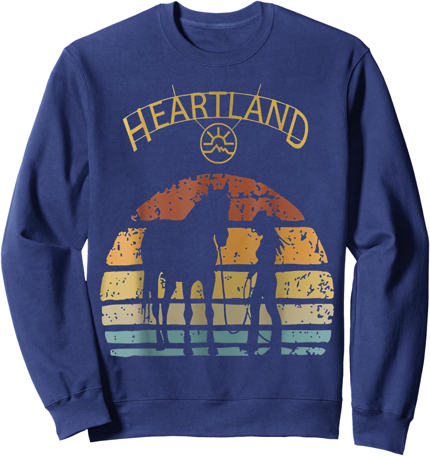 Heartland Retro Vintage Sunset Horse Lover Sweatshirt - Sweatshirt | Navy