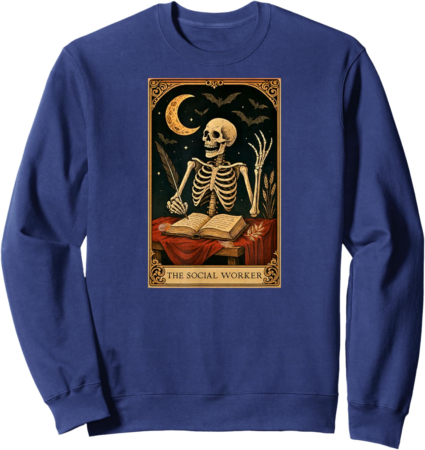 The Social Worker Skeleton Tarot Card School Counselor Psych Sweatshirt - Sweatshirt | Navy