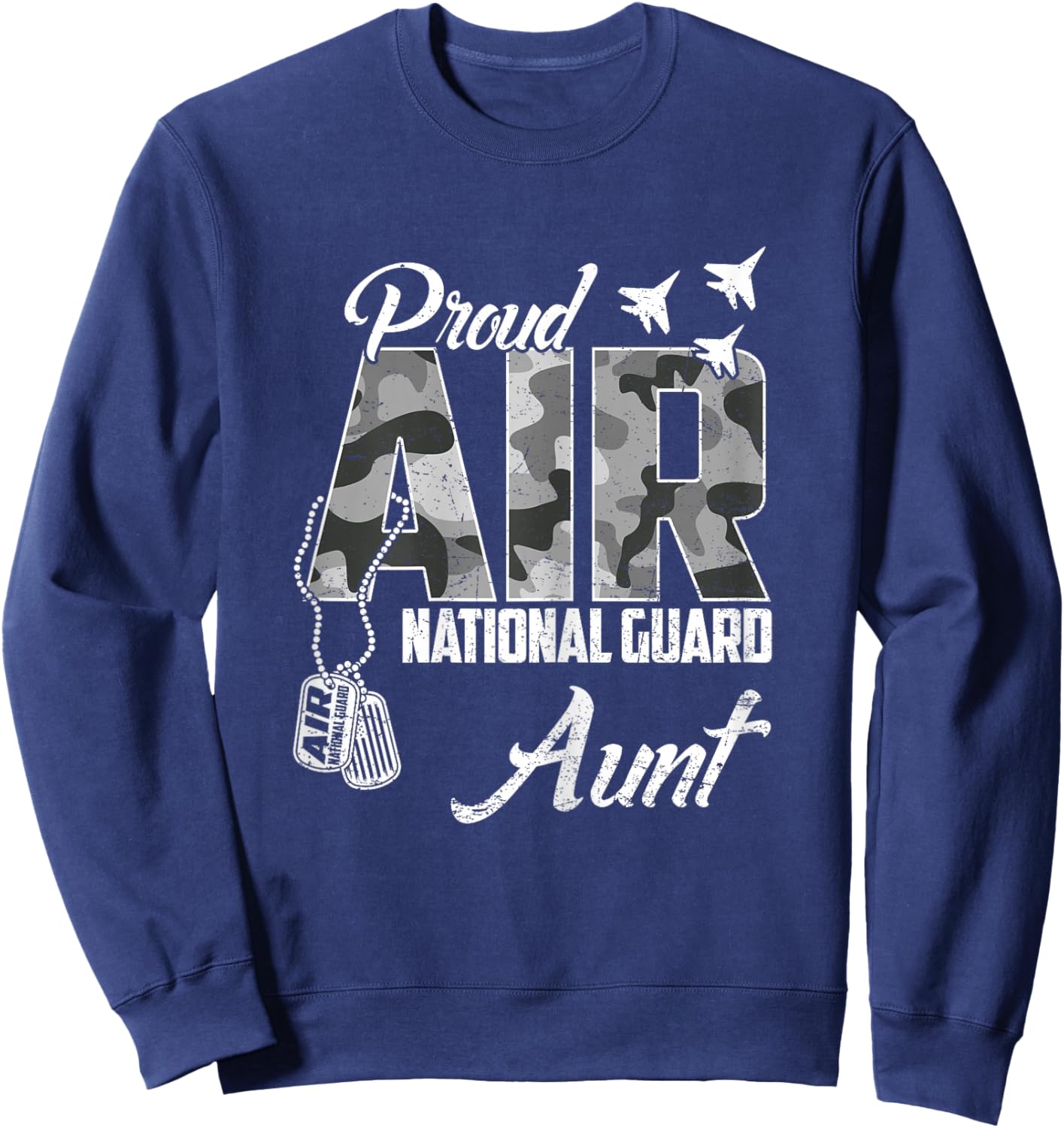 Proud Air National Guard Aunt US Camo Family Matching Sweatshirt - Sweatshirt | Navy