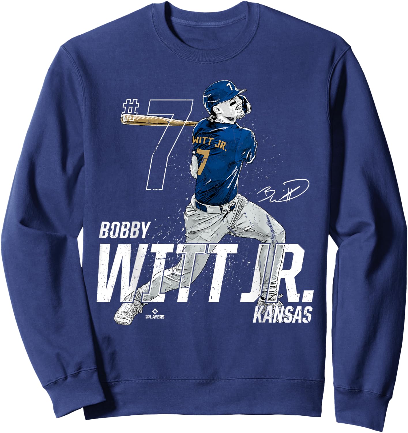 Dynamic Pose Bobby WITT Jr Kansas City Baseball MLBPA Sweatshirt - Sweatshirt | Navy