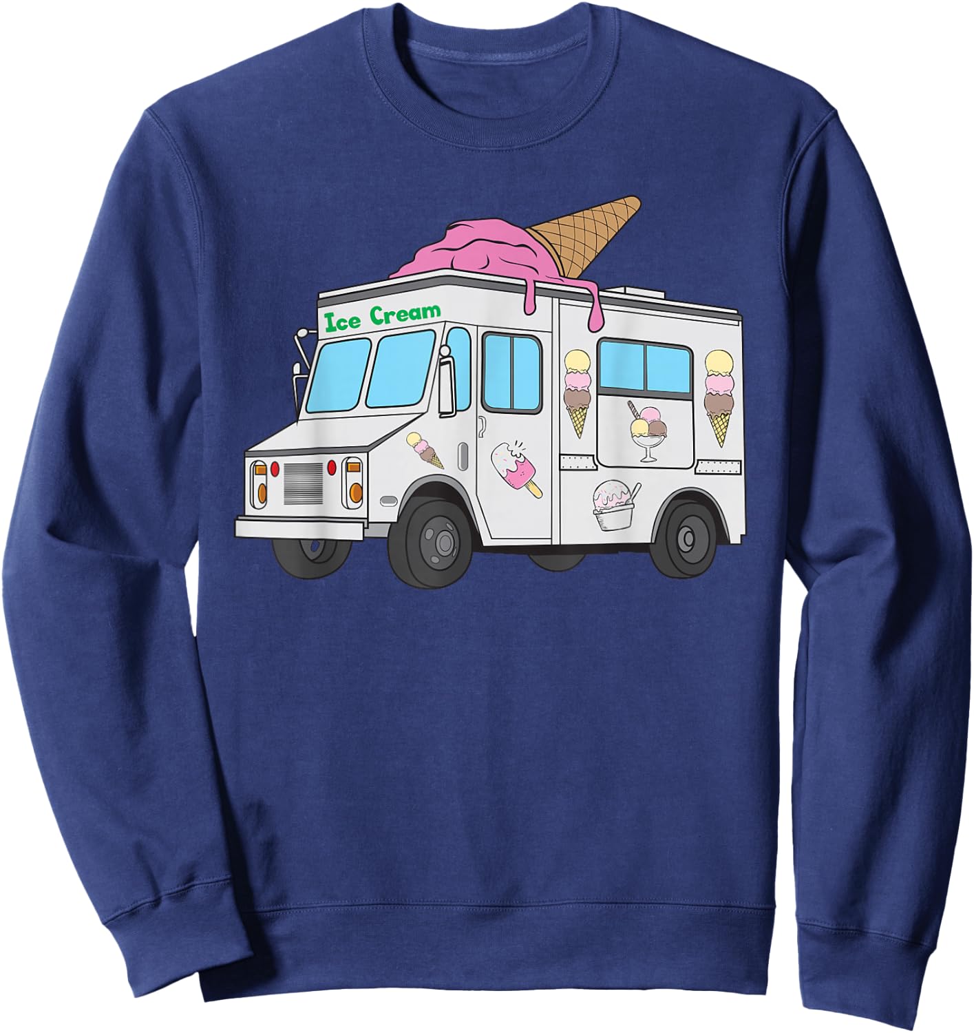 Funny Nostalgic Ice Cream Truck Summer Adventure Lover Sweatshirt - Sweatshirt | Navy