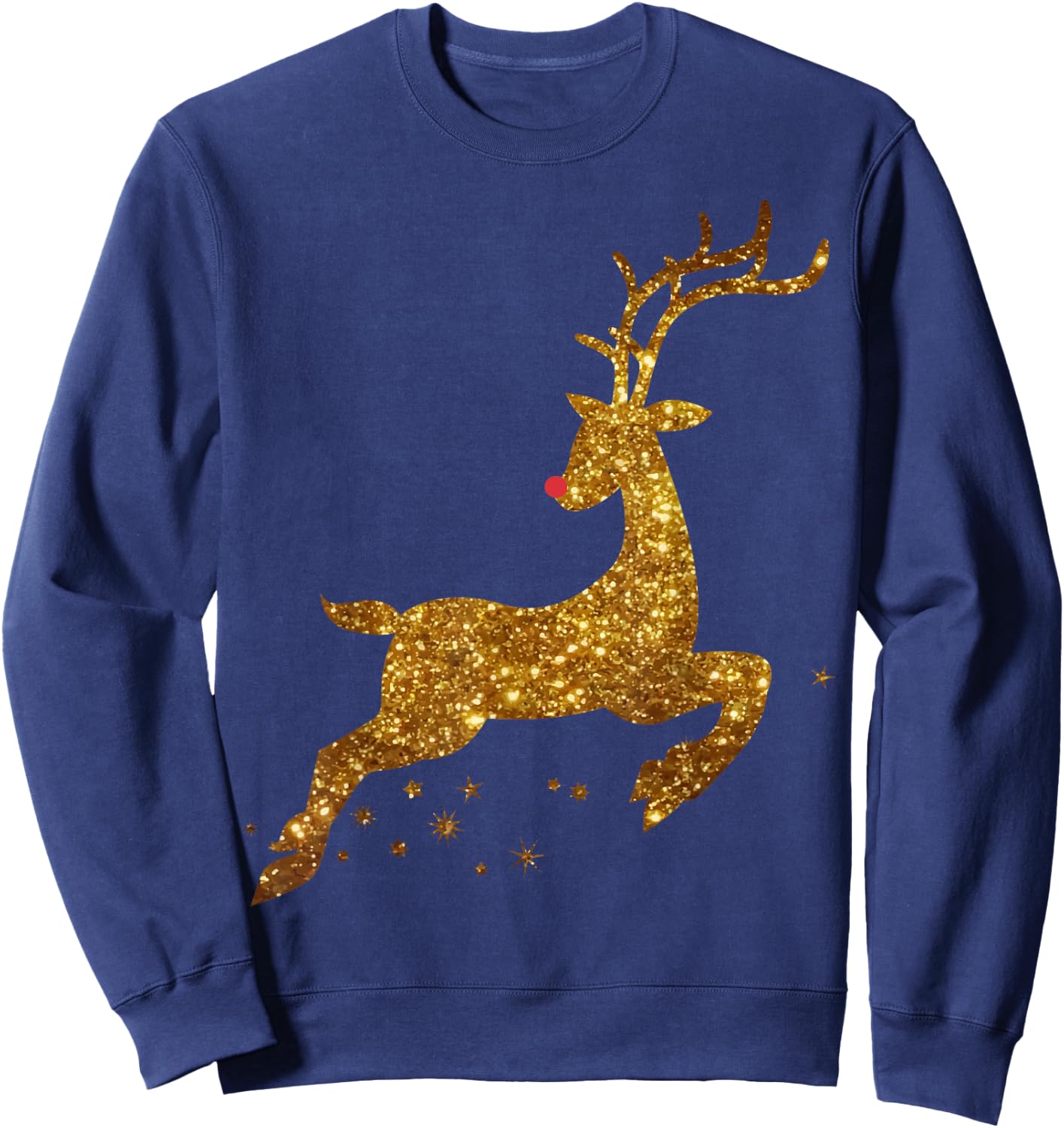 Christmas Reindeer Cute gold faux Sweatshirt - Sweatshirt | Navy