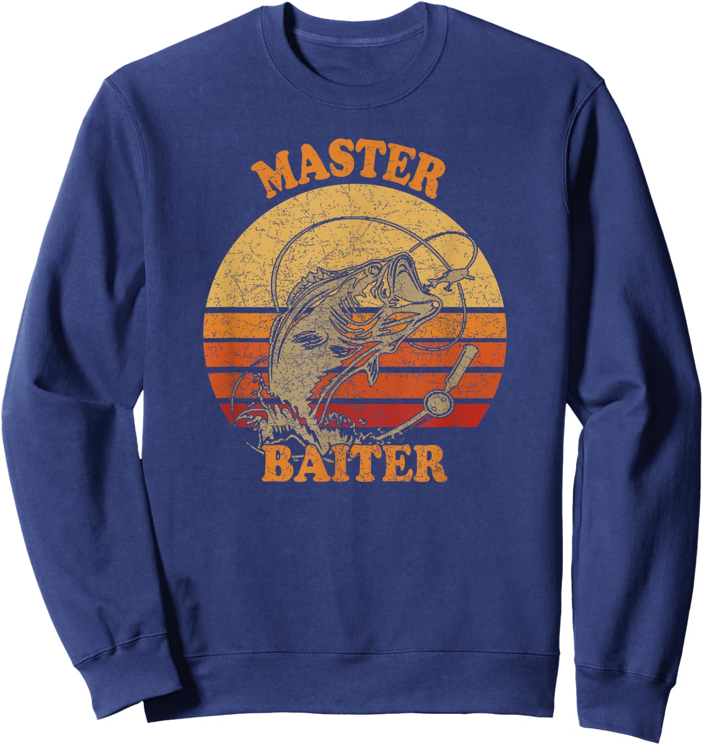 Master Baiter, Vintage Bass Fishing, Funny Camping Sweatshirt - Sweatshirt | Navy