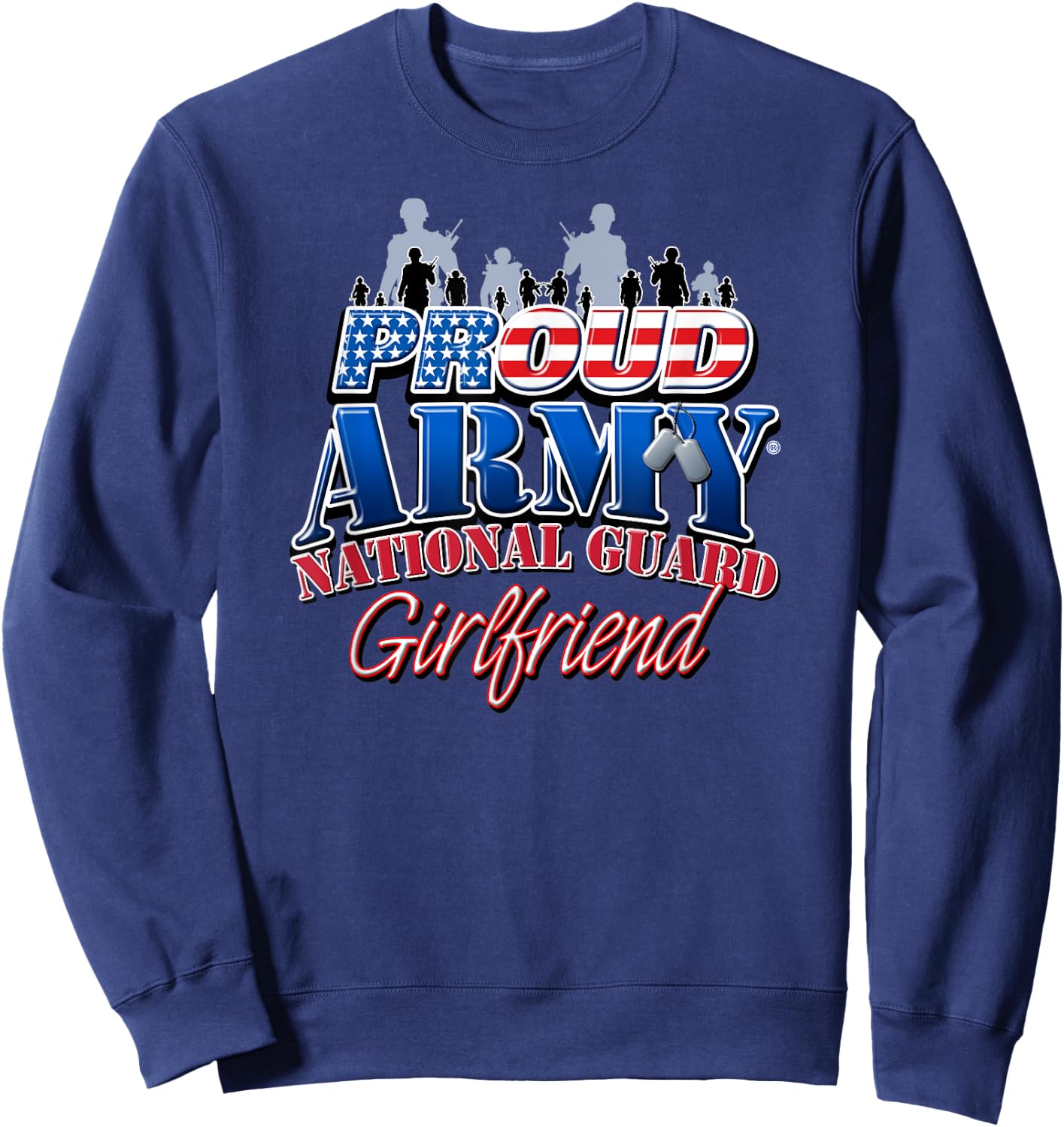 Proud Army National Guard Girlfriend US Dog Tag Shirt Women Sweatshirt - Sweatshirt | Navy
