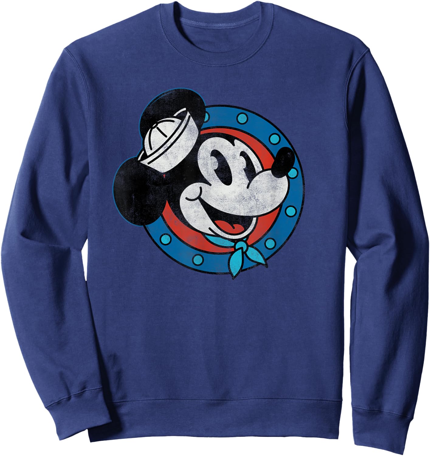Disney Cruise Sailor Mickey Mouse Distressed Retro Vintage Sweatshirt - Sweatshirt | Navy