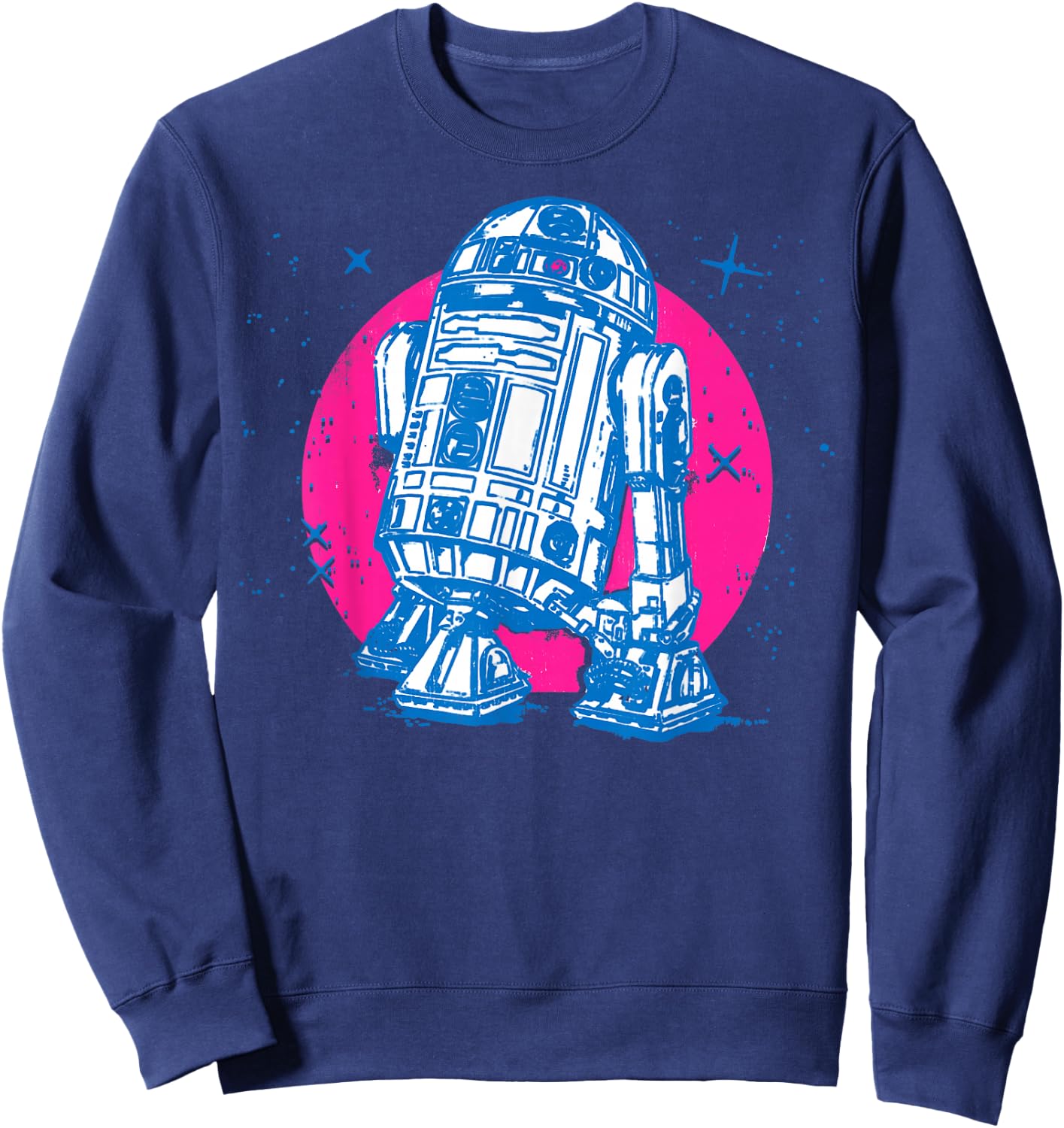 Star Wars R2-D2 Vintage Neon Retro Sparkly Badge Sweatshirt - Sweatshirt | Navy