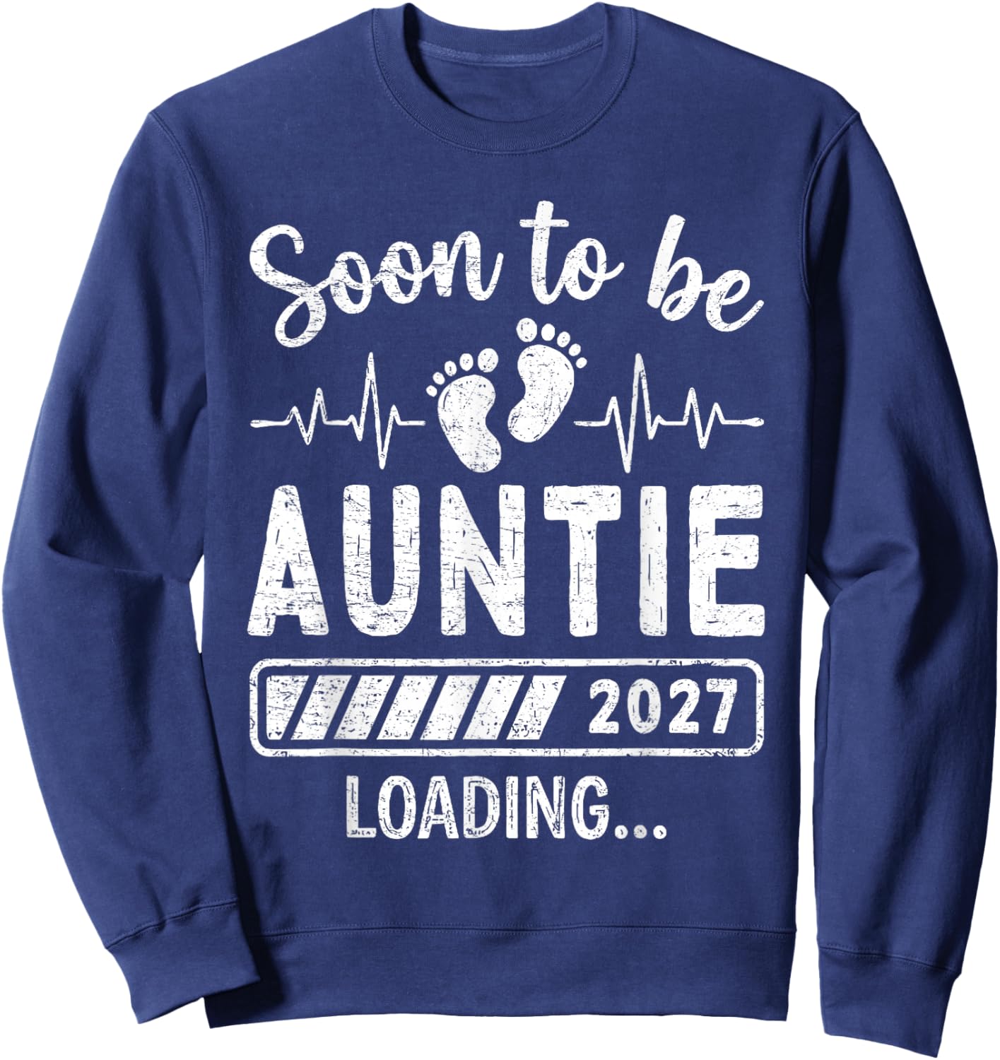 Retro Soon to Be Auntie 2027 Loading Pregnancy Announcement Sweatshirt - Sweatshirt | Navy