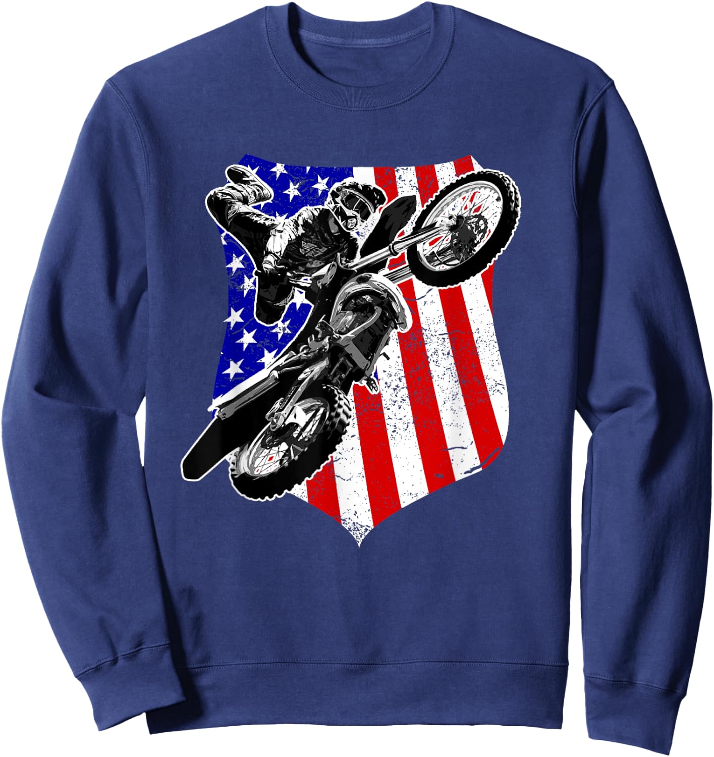 Dirt Bike Motocross 4th of July Sweatshirt - Sweatshirt | Navy