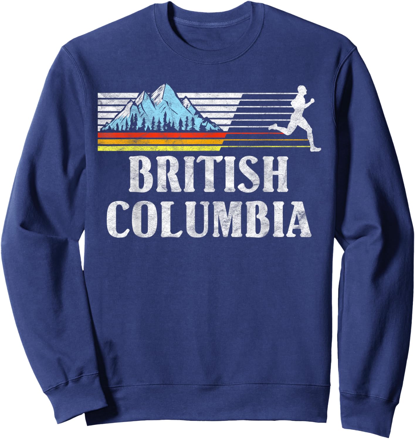 British Columbia Trail Running Retro Mountains 80s Graphic Sweatshirt - Sweatshirt | Navy