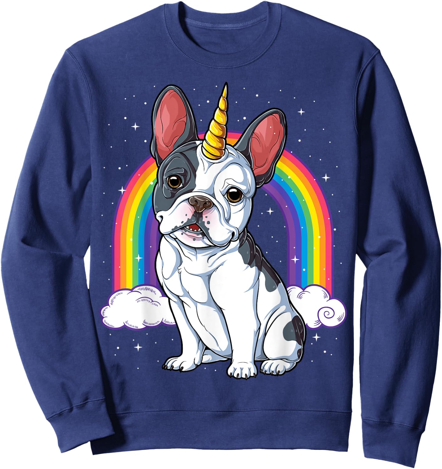French Bulldog Unicorn Shirt Girls Space Galaxy Frenchicorn Sweatshirt - Sweatshirt | Navy