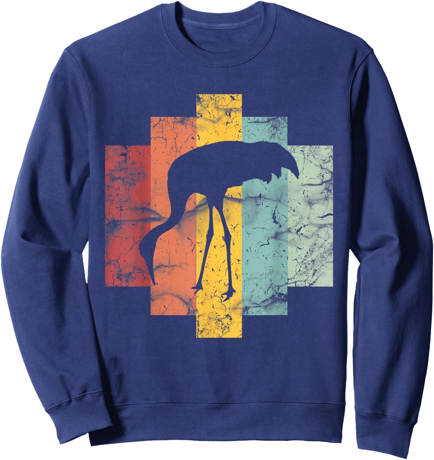 Retro Vintage Shape Sandhill Crane Lover Shirt Safari Pet Sweatshirt - Sweatshirt | Navy