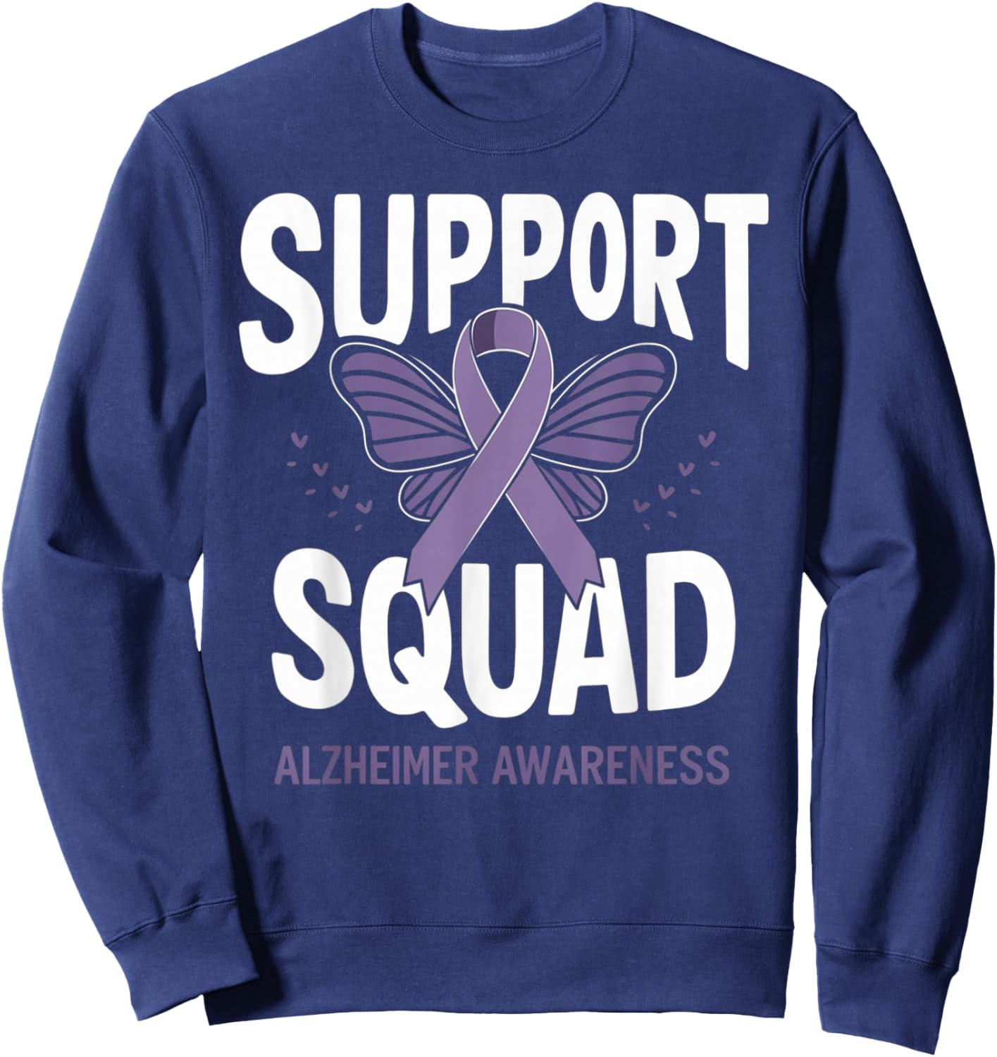 Support Squad Alzheimer's Awareness Men Women Dementia Ribbon Sweatshirt - Sweatshirt | Navy