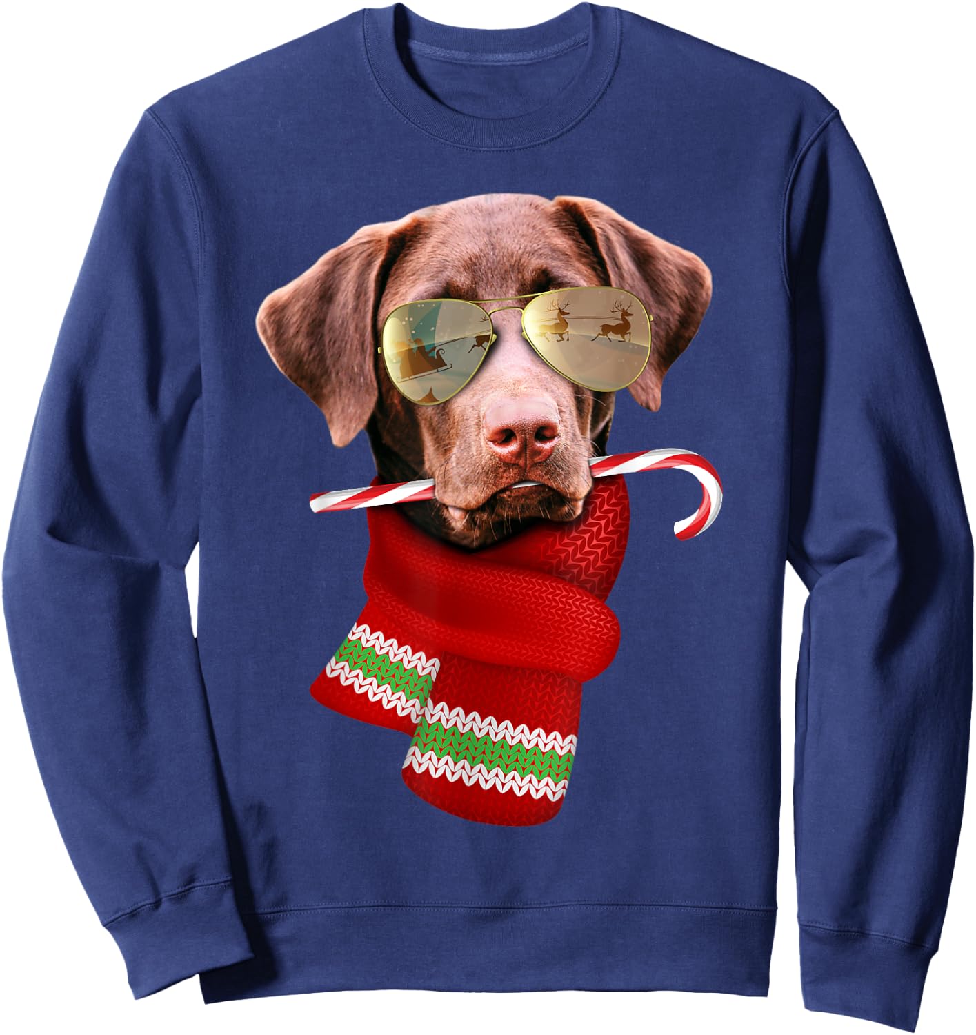 Chocolate Labrador Christmas Gift Dog Lovers Sunglasses Men Women Kids Sweatshirt - Sweatshirt | Navy