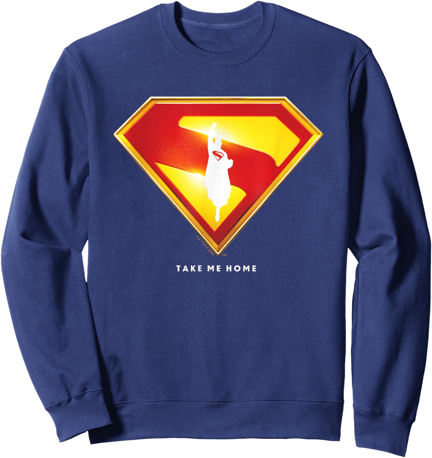 Superman (2025 Movie) Take Me Home Shield Amazon Exclusive Sweatshirt - Sweatshirt | Navy