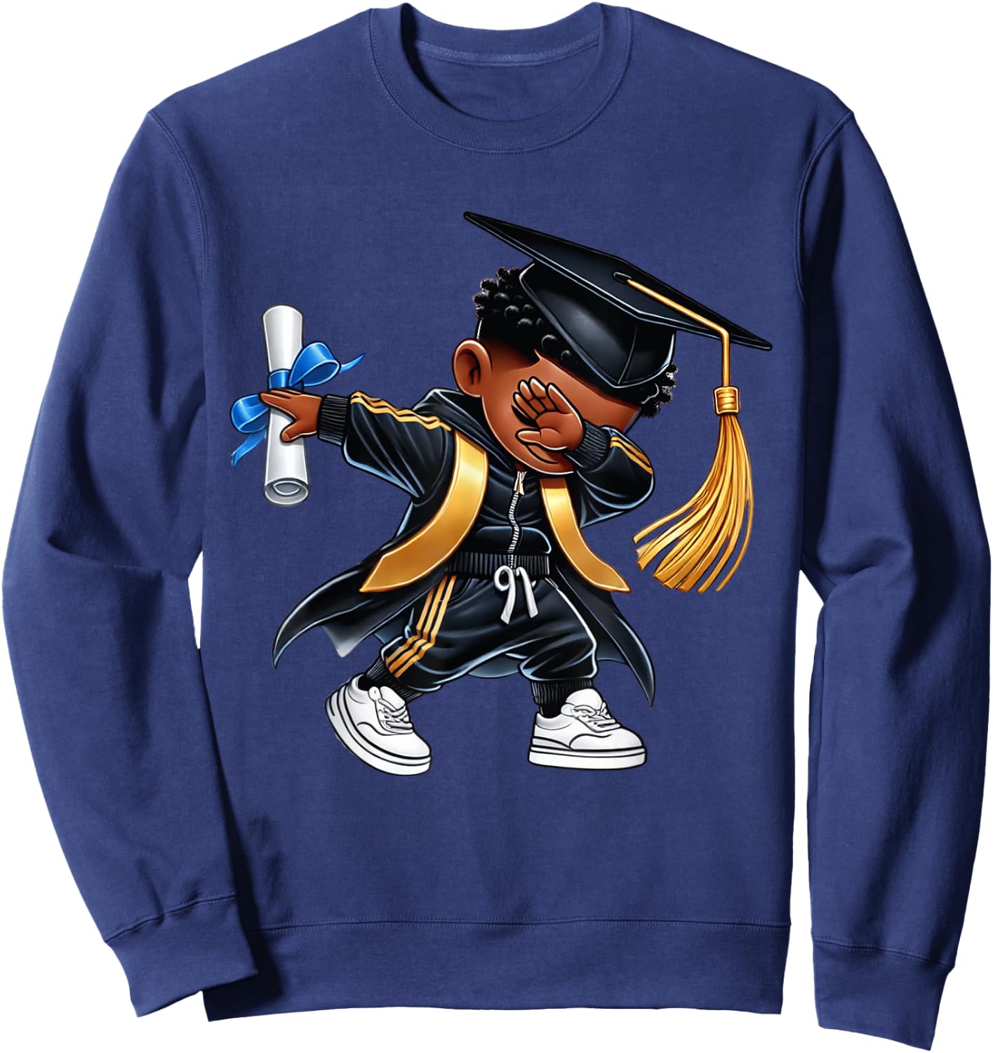 Kids Funny Boys Kindergarten Graduate Dabbing Class of 2025 Sweatshirt - Sweatshirt | Navy