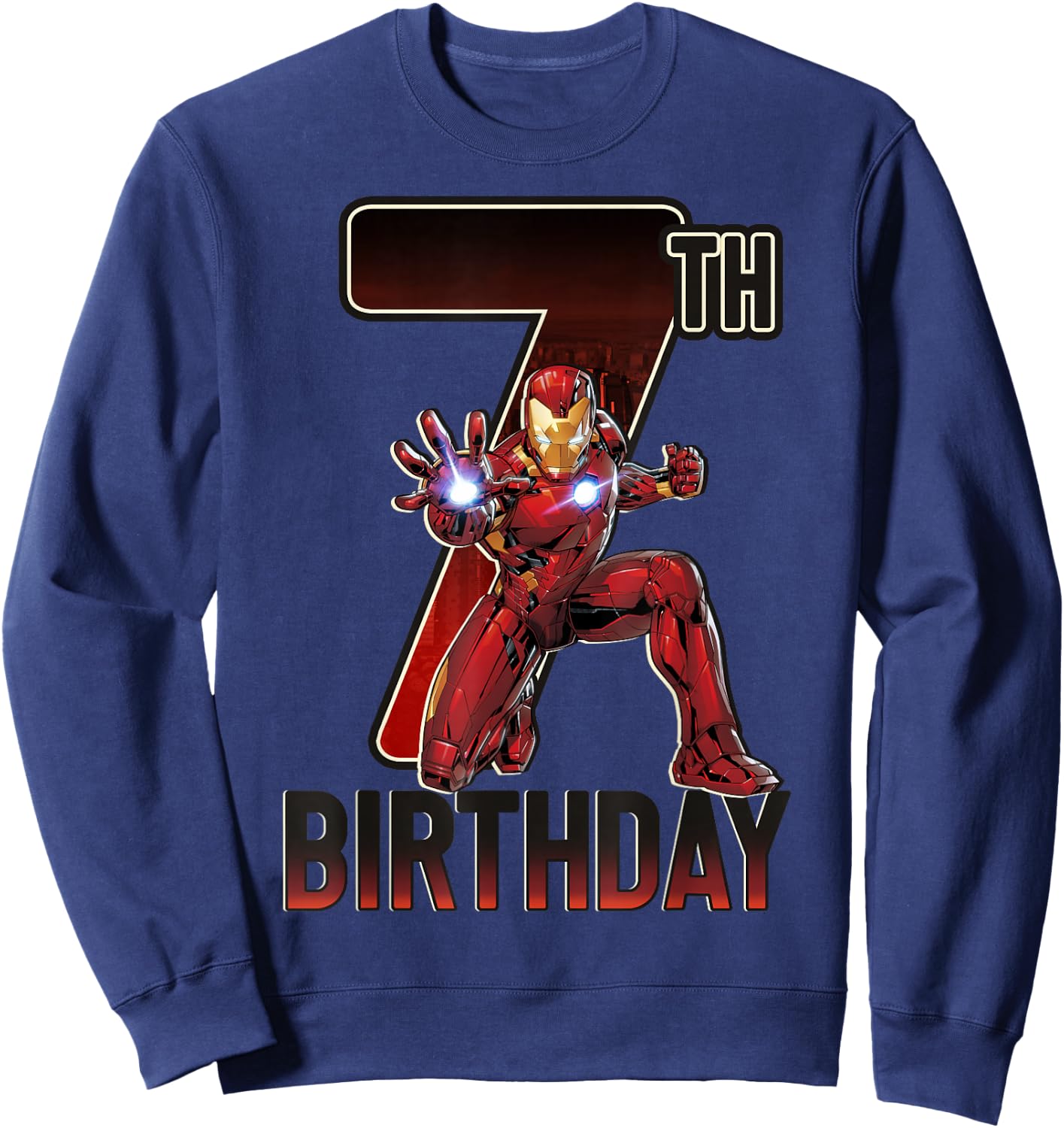 Marvel Iron Man 7th Birthday Action Pose Graphic Sweatshirt - Sweatshirt | Navy