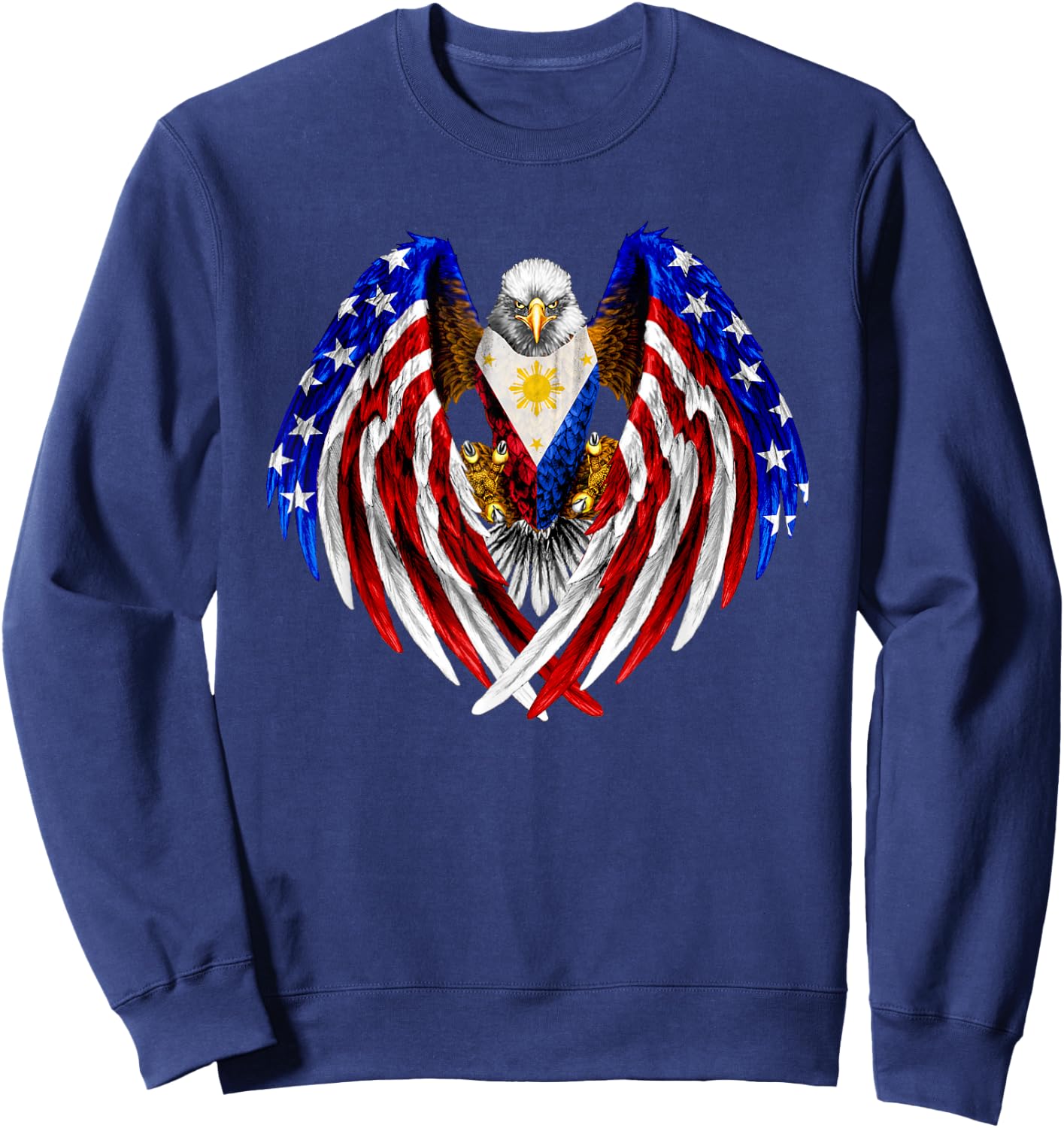 Filipino American Philippines USA Flag Eagle Sweatshirt - Sweatshirt | Navy