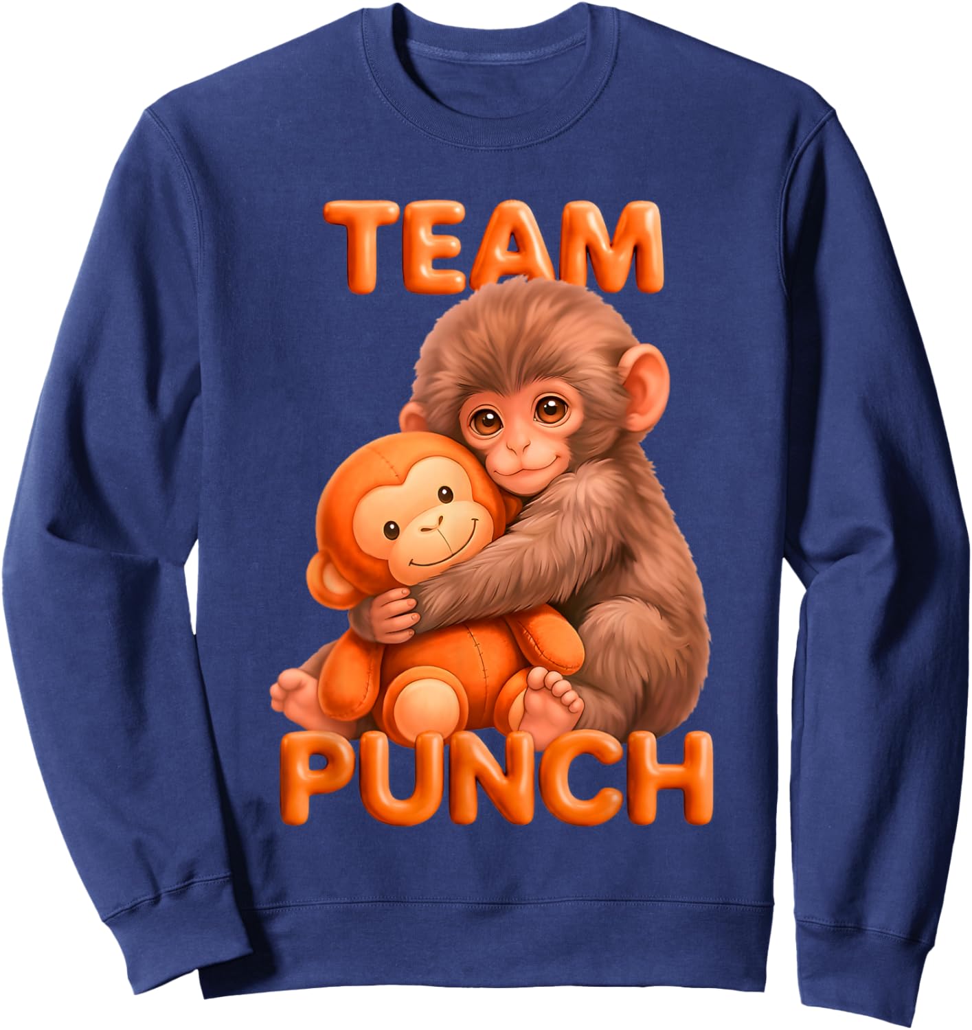 Team Punch Team Punch Funny Monkey Meme Sweatshirt - Sweatshirt | Navy