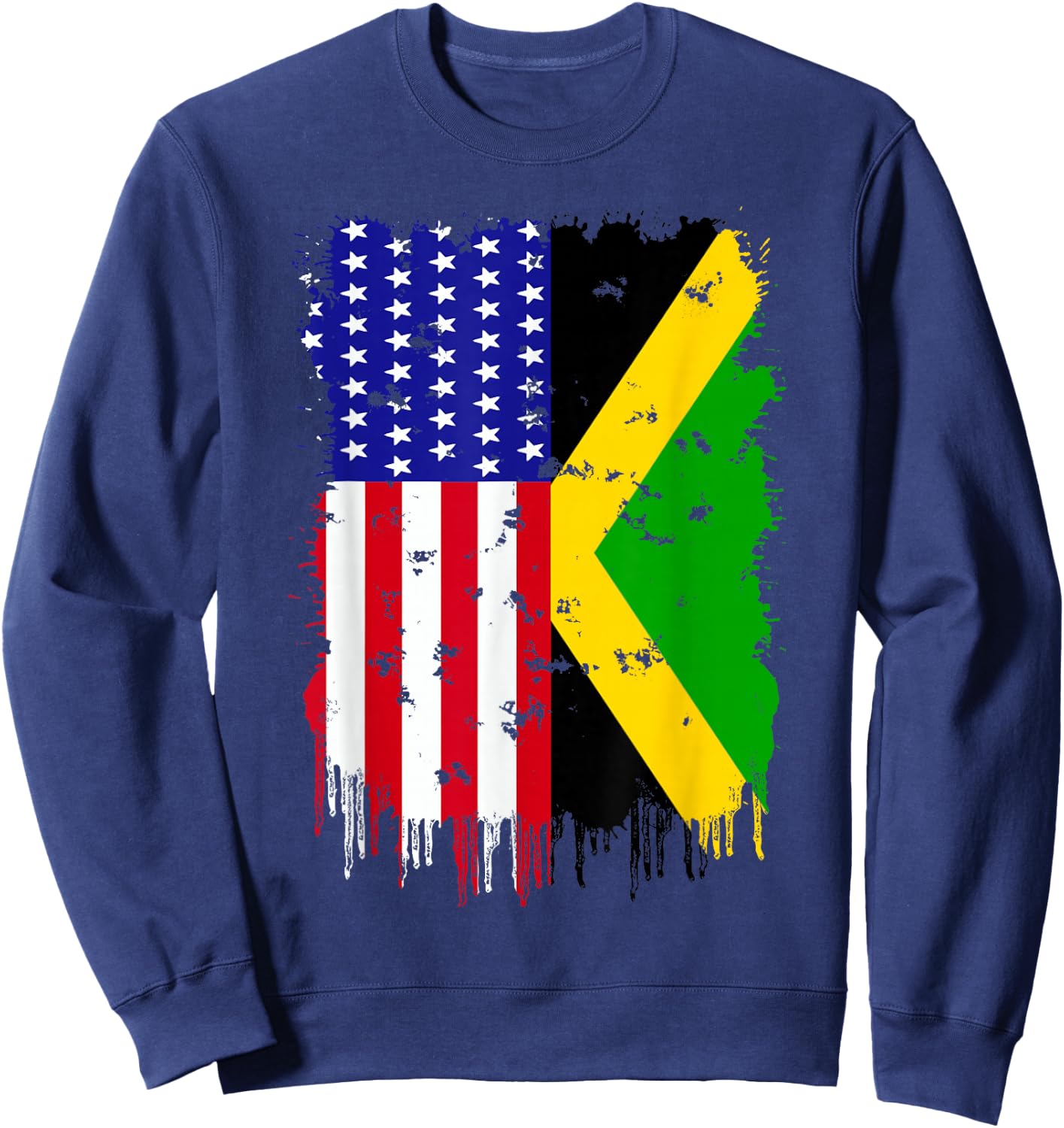 Jamaica America Flag Jamaican Roots American Grown USA Sweatshirt - Sweatshirt | Navy