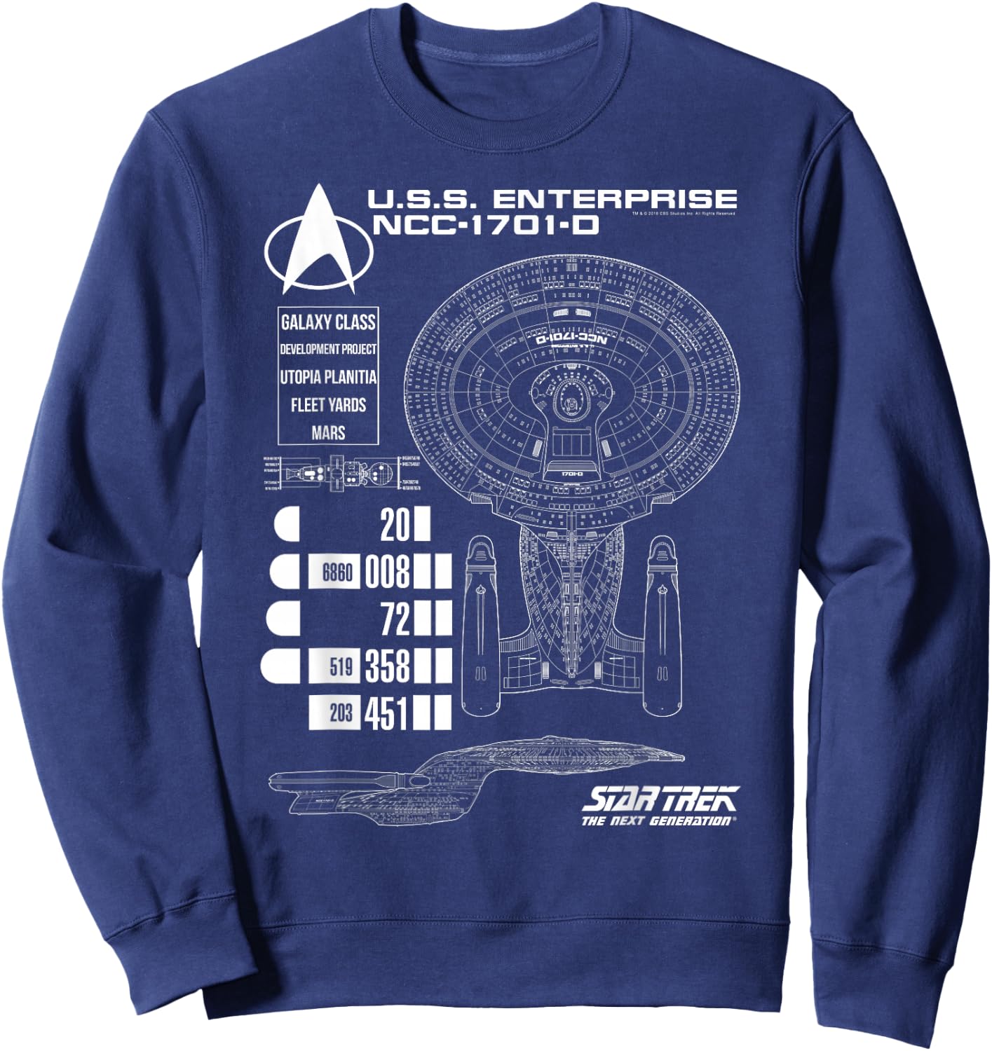 Star Trek: The Next Generation U.S.S. Enterprise Chart Sweatshirt - Sweatshirt | Navy