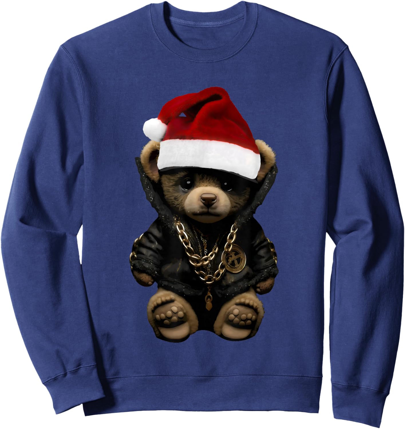 Merry Christmas Merry 2025 Teddy Fashion Rap Teddy Bear Sweatshirt - Sweatshirt | Navy