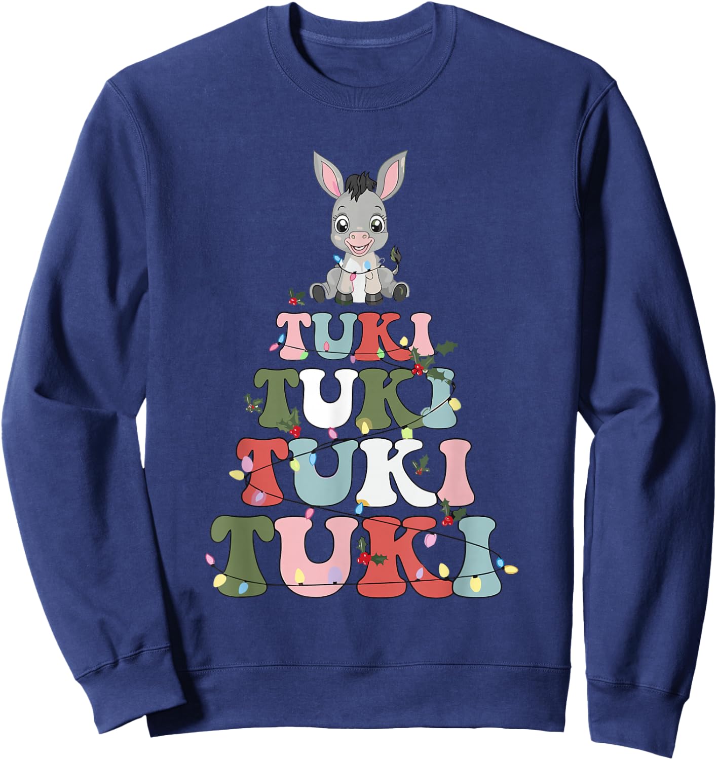 Tuki Donkey Mexican Christmas Tree Donkey Lover Xmas Latino Sweatshirt - Sweatshirt | Navy
