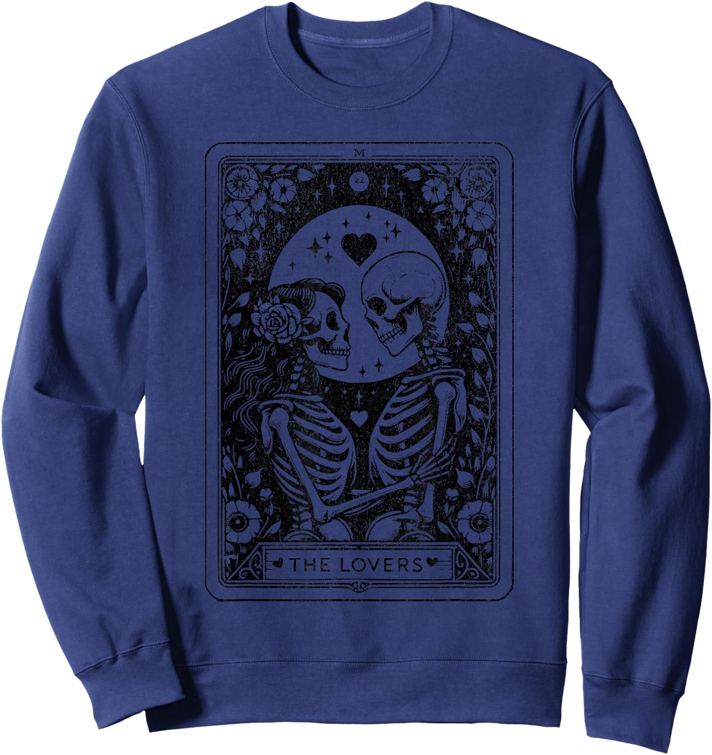 The Lovers Tarot Cards Skeleton Men Women Tarot Card Sweatshirt - Sweatshirt | Navy