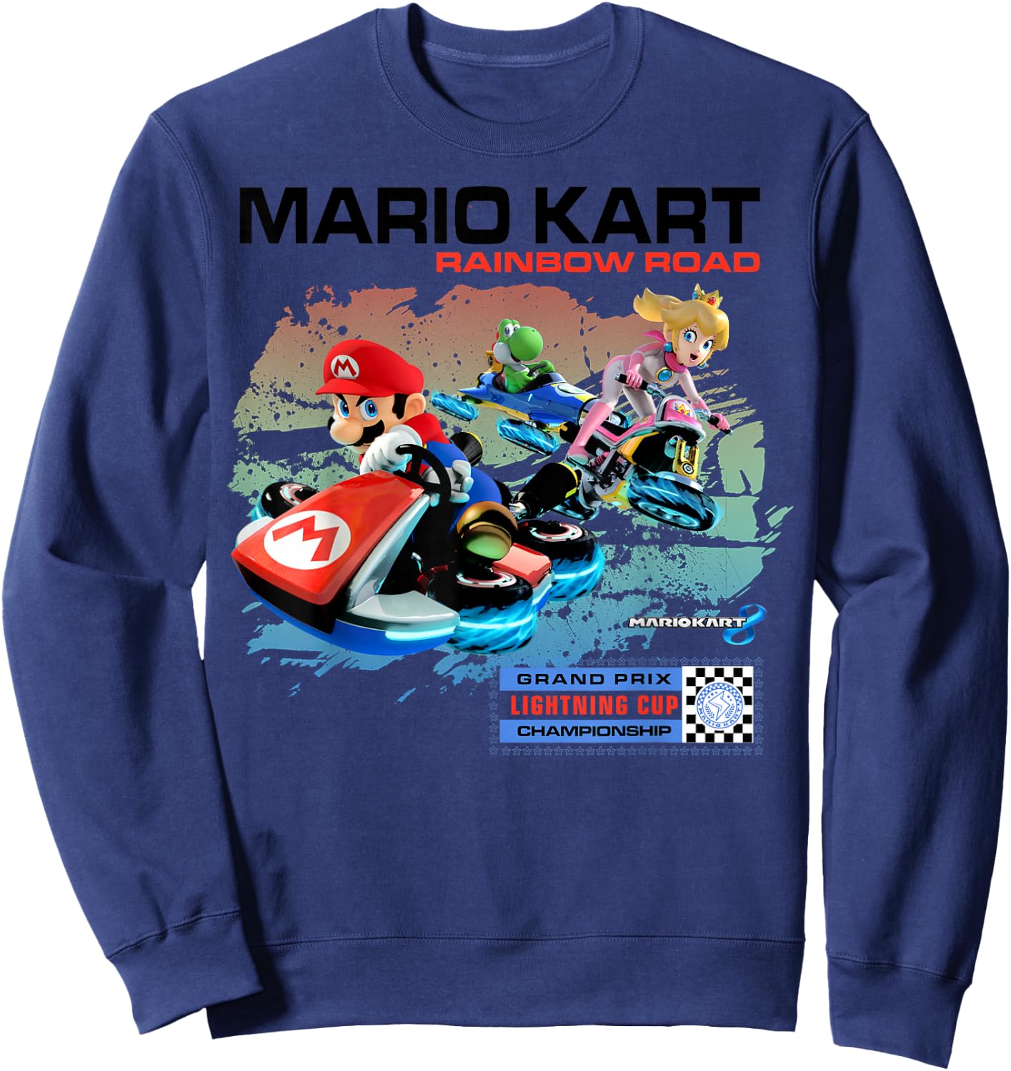 Nintendo Mario Kart Rainbow Road Watercolor Graphic Sweatshirt - Sweatshirt | Navy