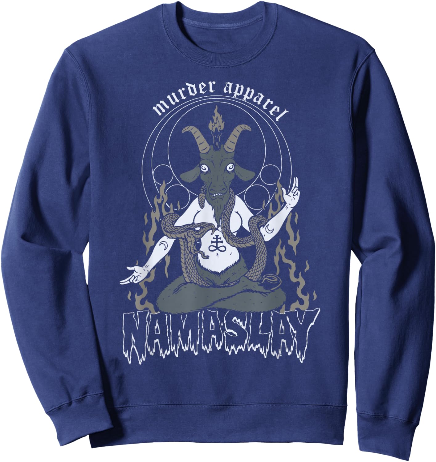 Namaslay Yoga Baphomet Metal Sweatshirt - Sweatshirt | Navy