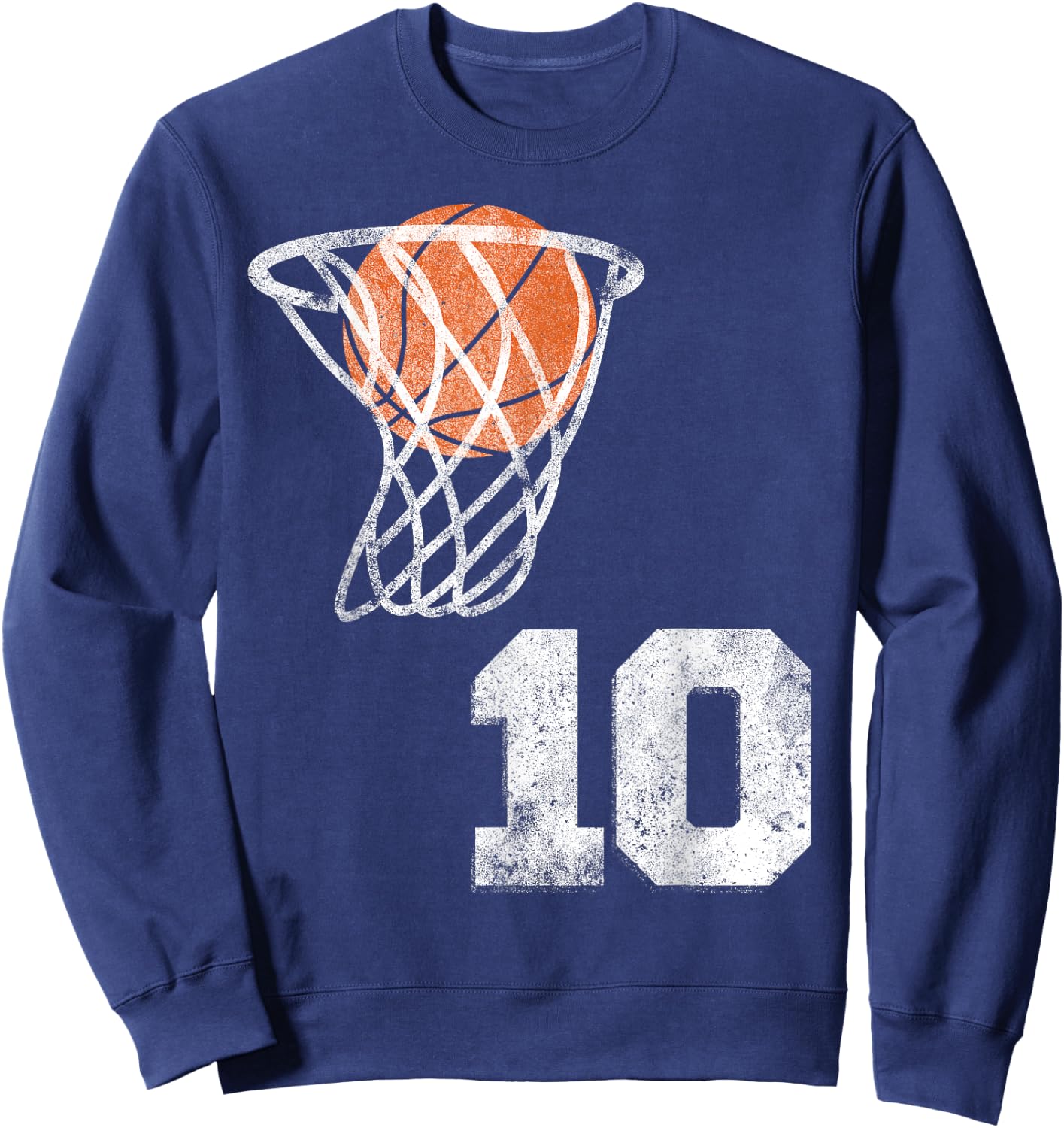 Vintage Basketball Jersey Number 10 Player Number Sweatshirt - Sweatshirt | Navy