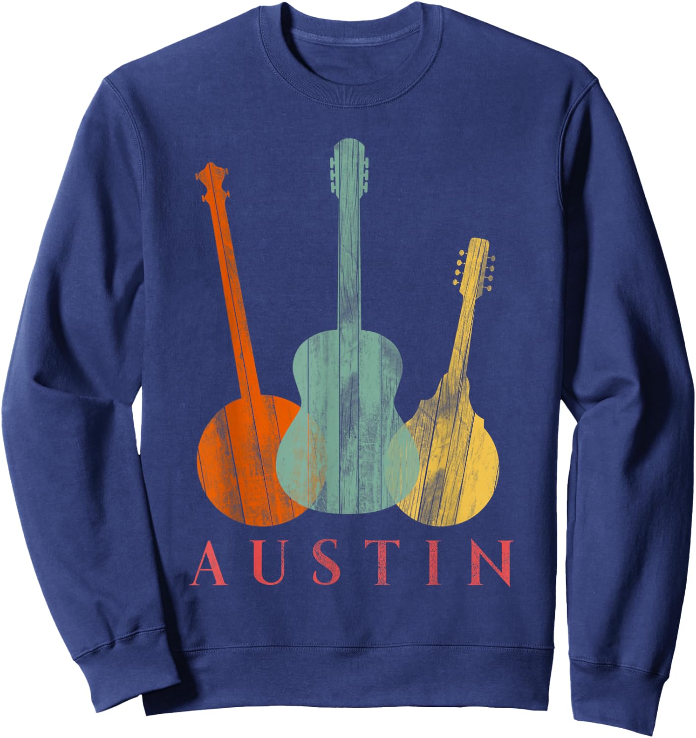 Austin Texas - Distressed Music Small Sweatshirt - Sweatshirt | Navy