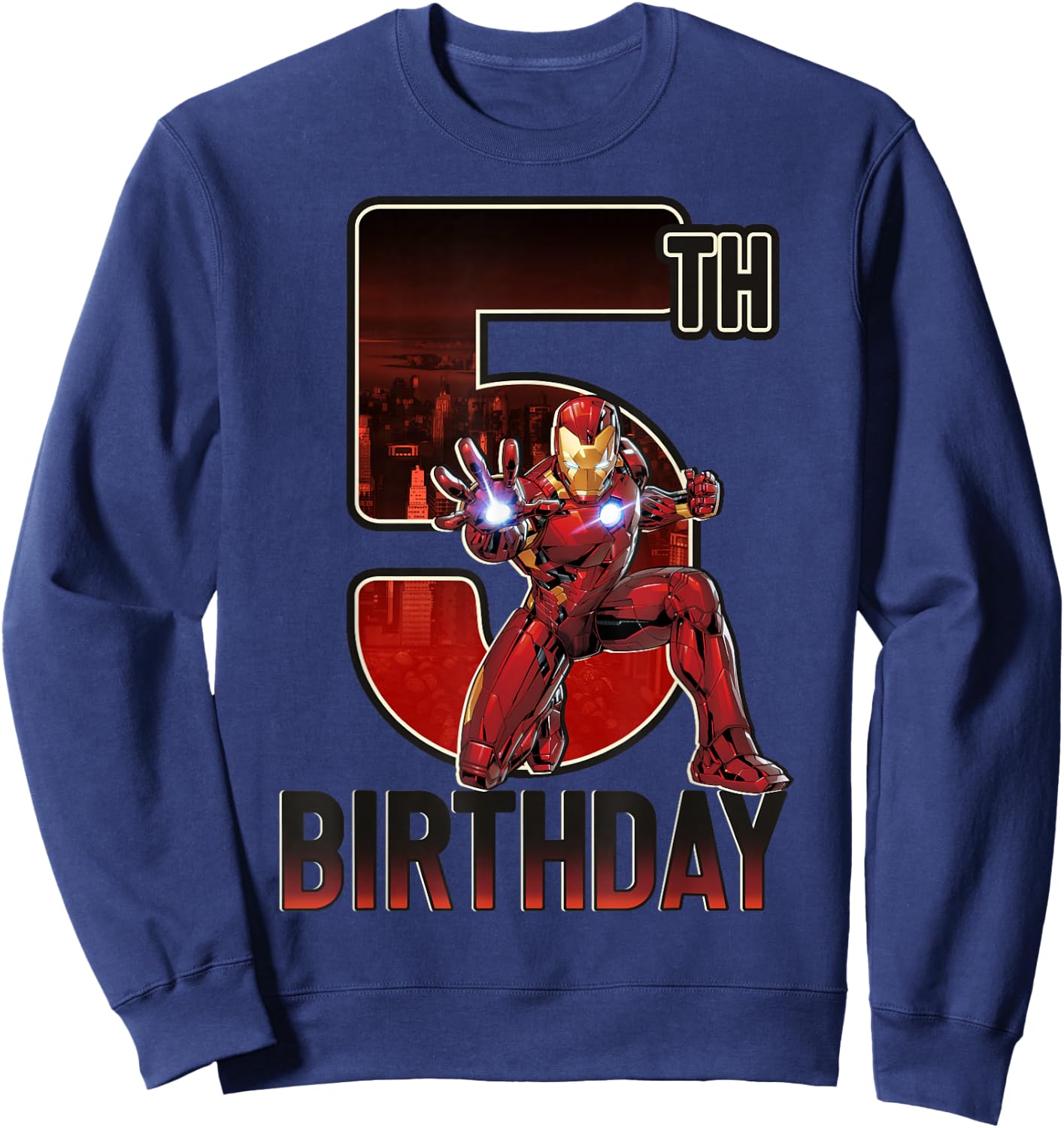 Marvel Iron Man 5th Birthday Action Pose Graphic Sweatshirt - Sweatshirt | Navy