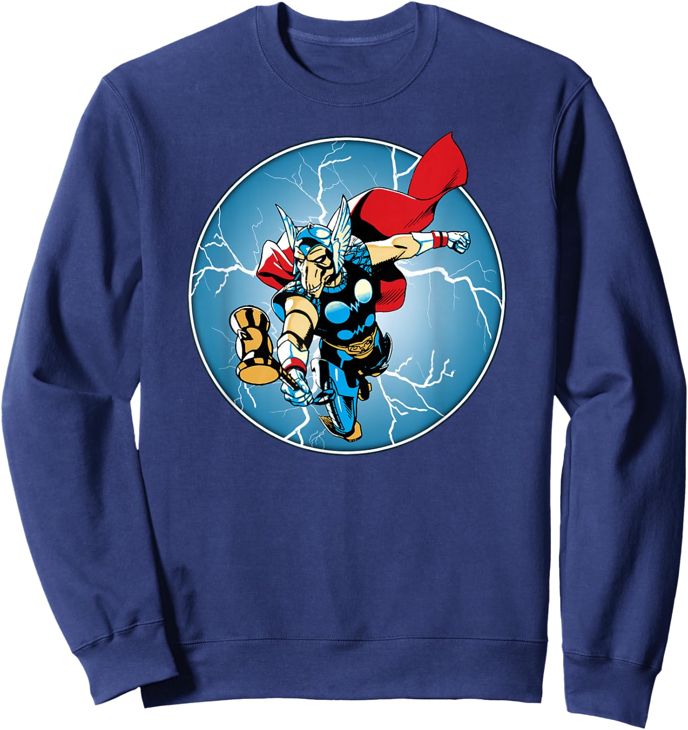 Marvel Beta Ray Bill Flying Hammer Lightning Badge Sweatshirt - Sweatshirt | Navy