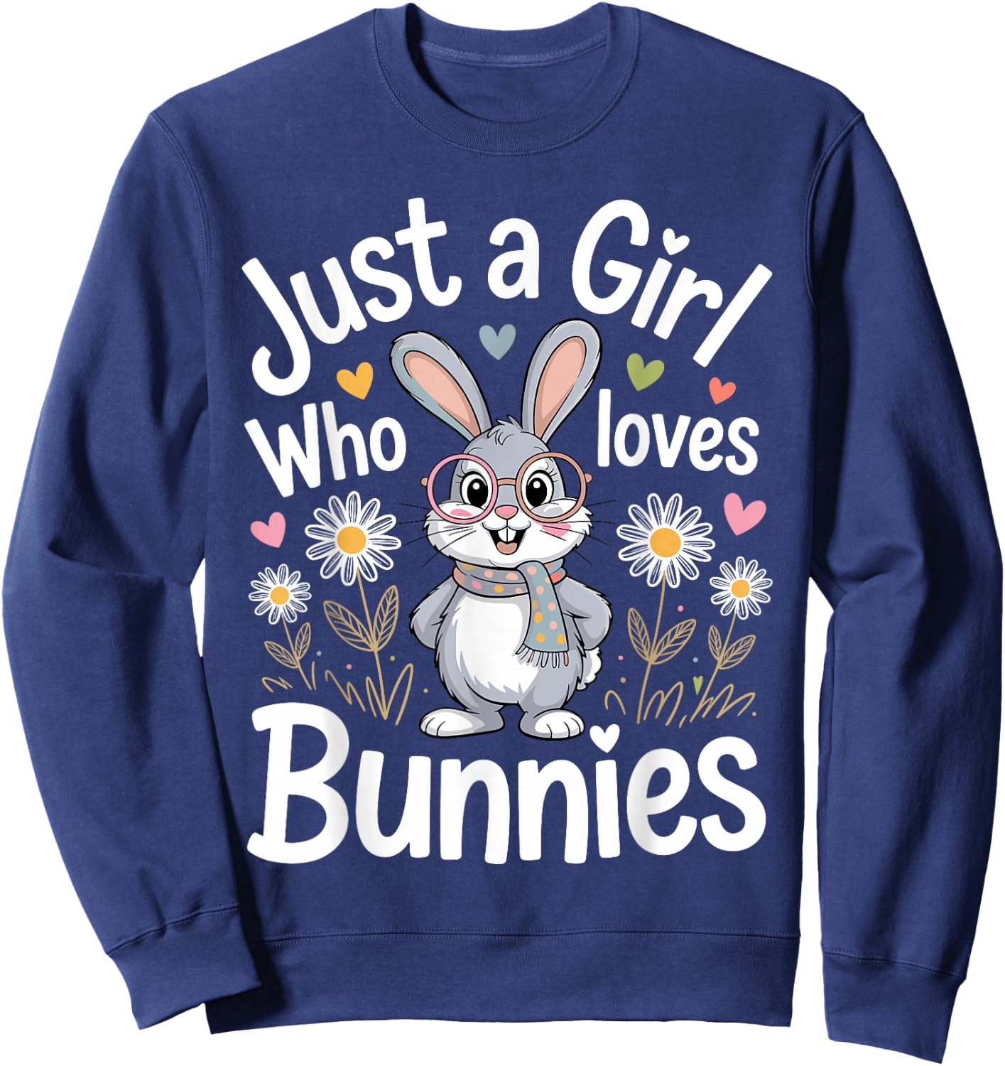 Bunny Art Girls Mom Rabbit Hare Easter Bunny Sweatshirt - Sweatshirt | Navy