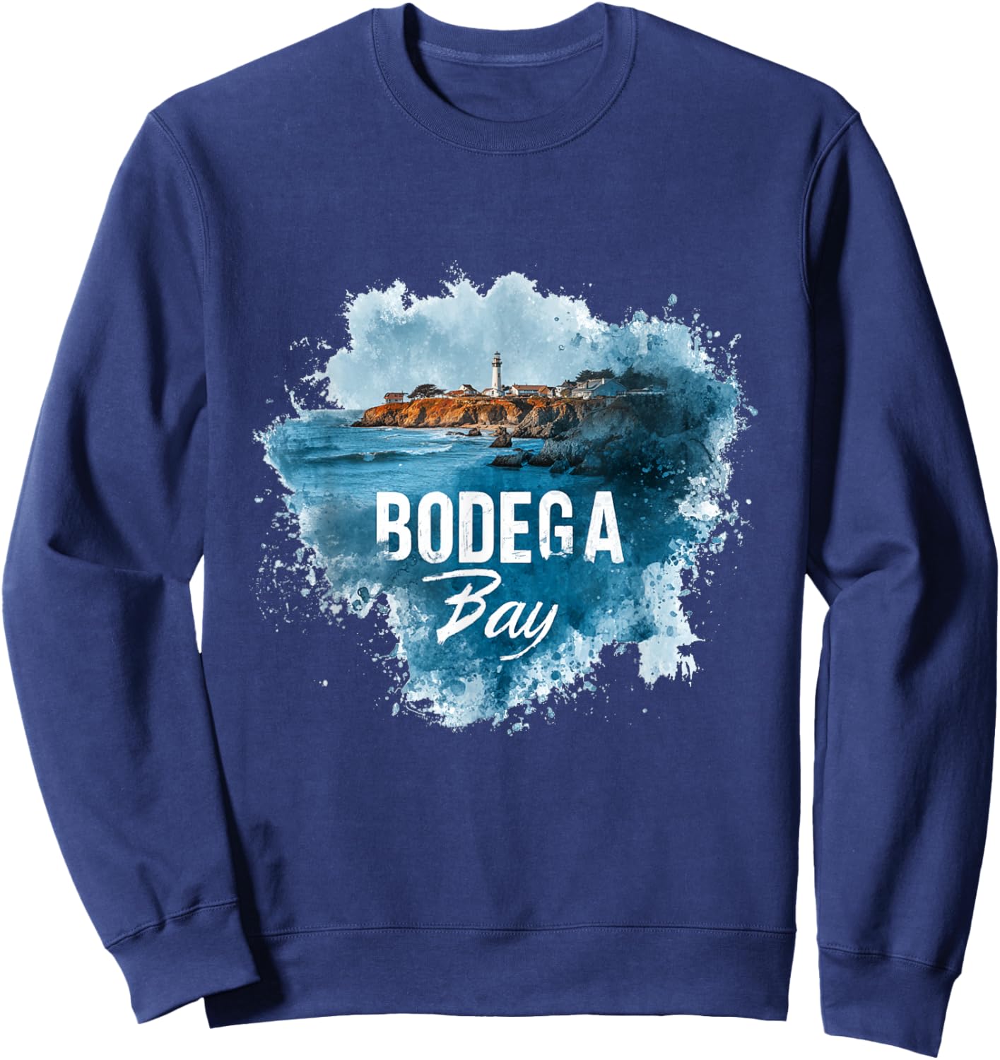 Bodega Bay California Vintage Retro Distressed Beach Sweatshirt - Sweatshirt | Navy