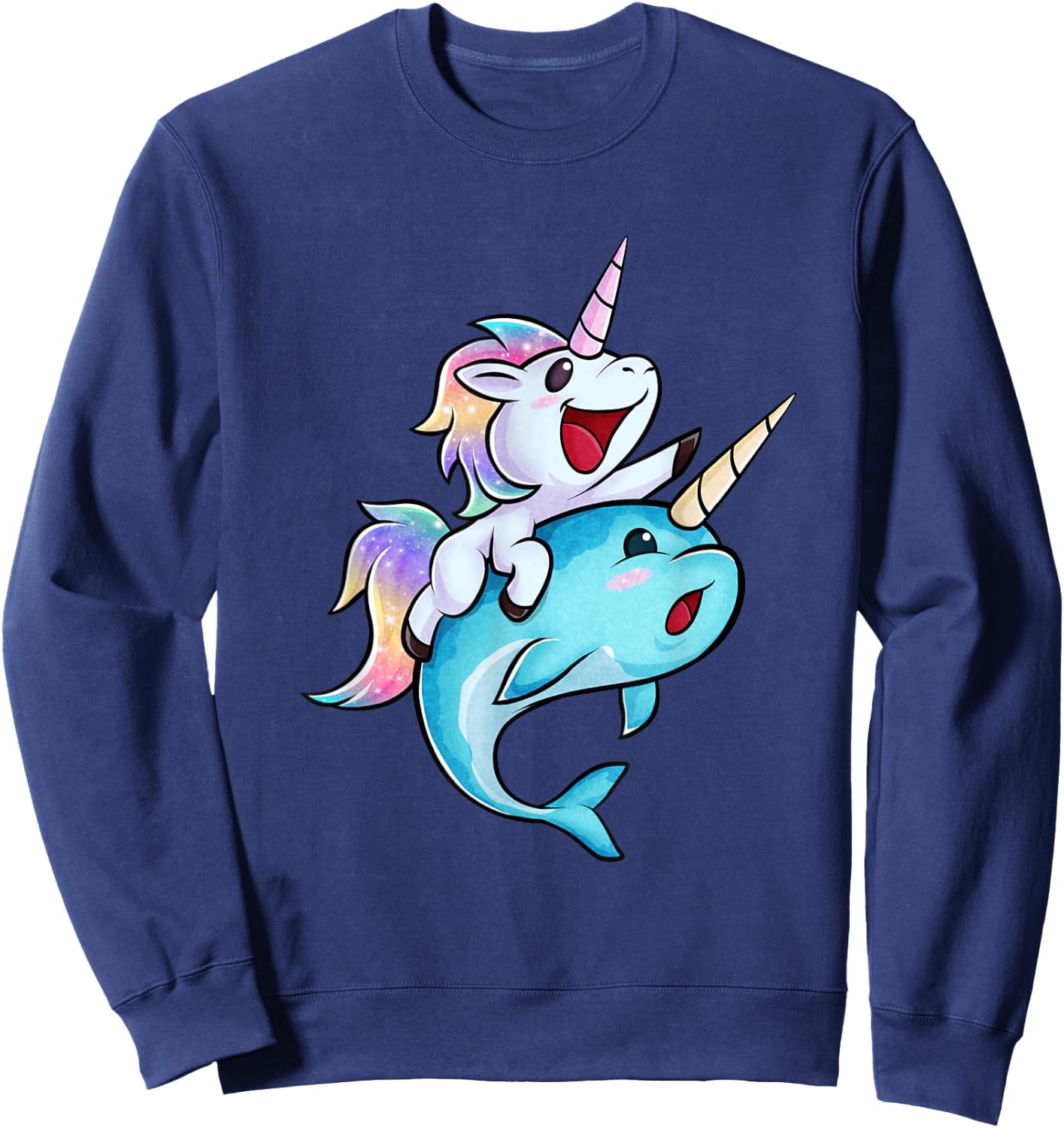 Unicorn Riding A Narwhal Sweatshirt - Sweatshirt | Navy