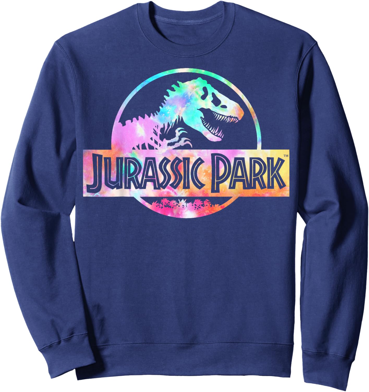 Jurassic Park Logo Tie Dye Gloss Graphic Sweatshirt - Sweatshirt | Navy